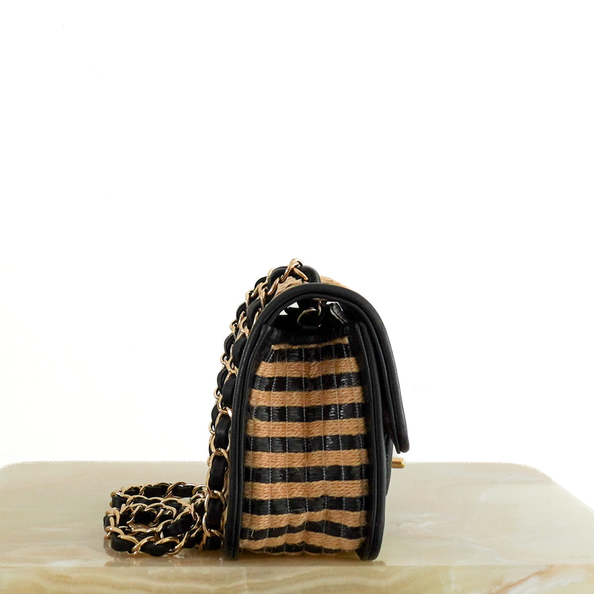 Side Image: Chanel Raffia Classic Flap Bag