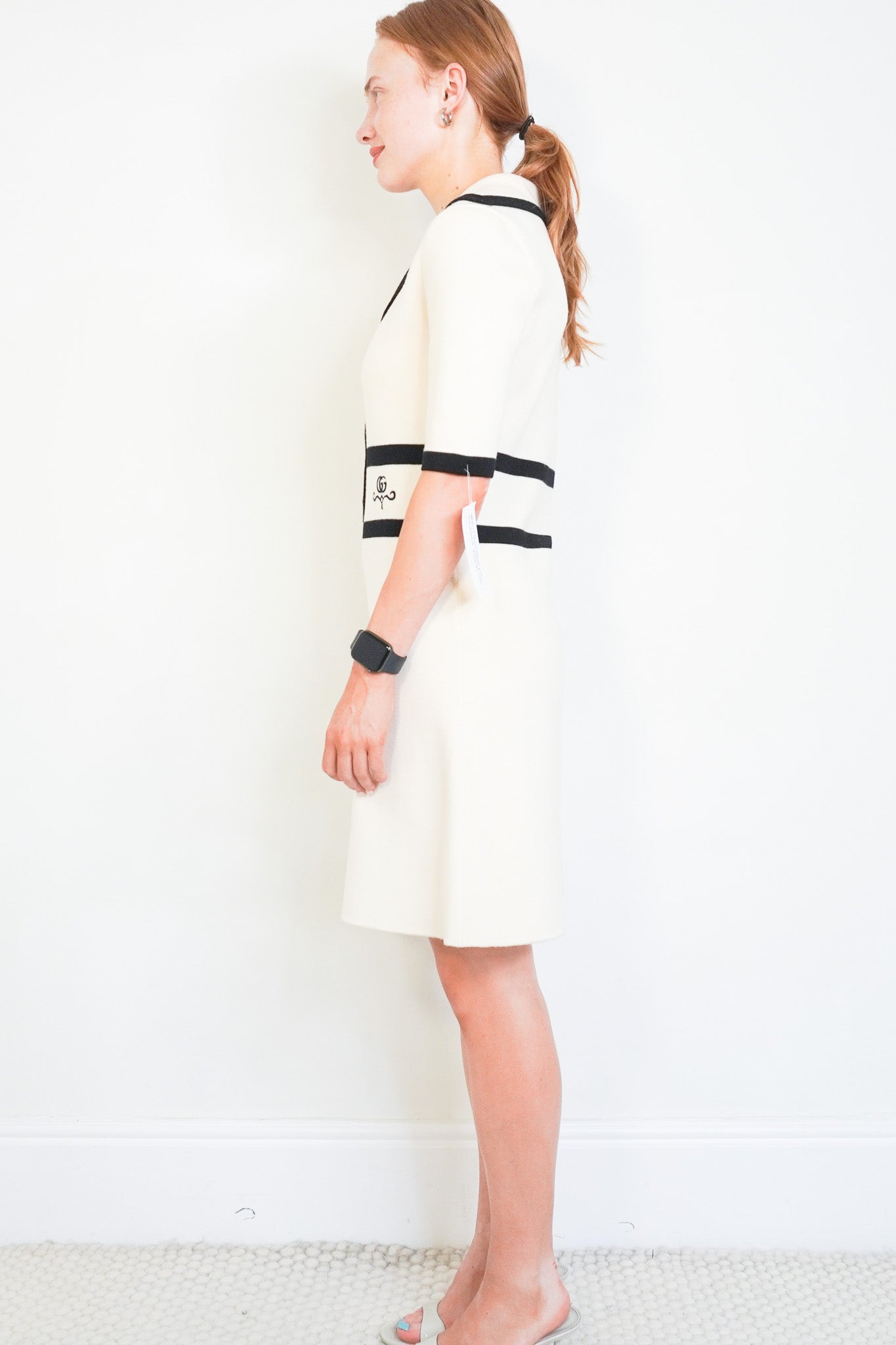 Side Image: Gucci Piquet Polo Knit Dress