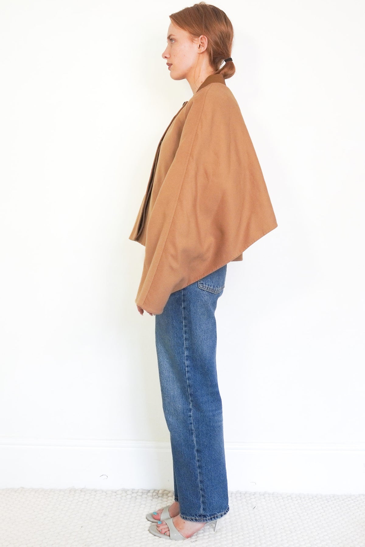 Side Image: Loewe Cropped Cape Bomber Jacket