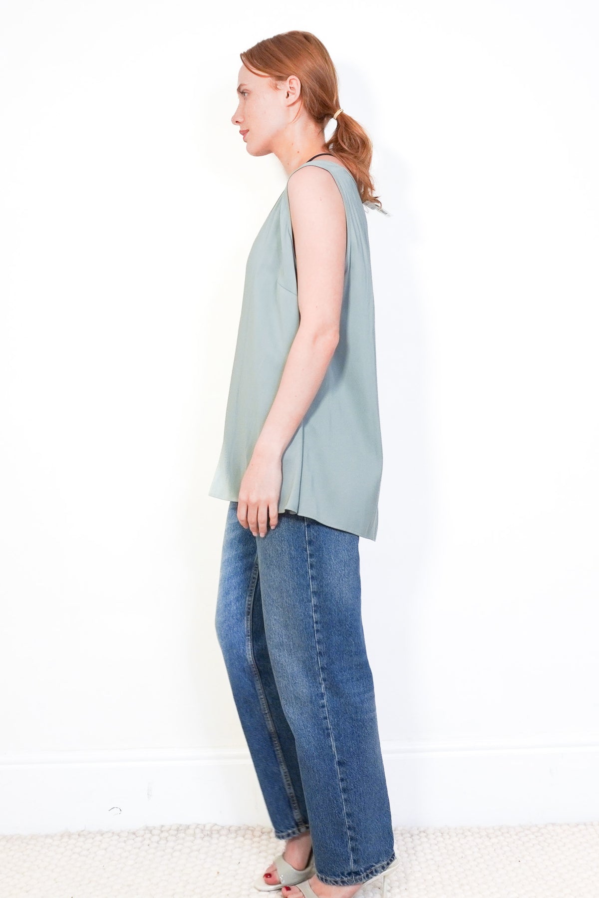 Side Image: Marina Rinaldi Silk Green Top