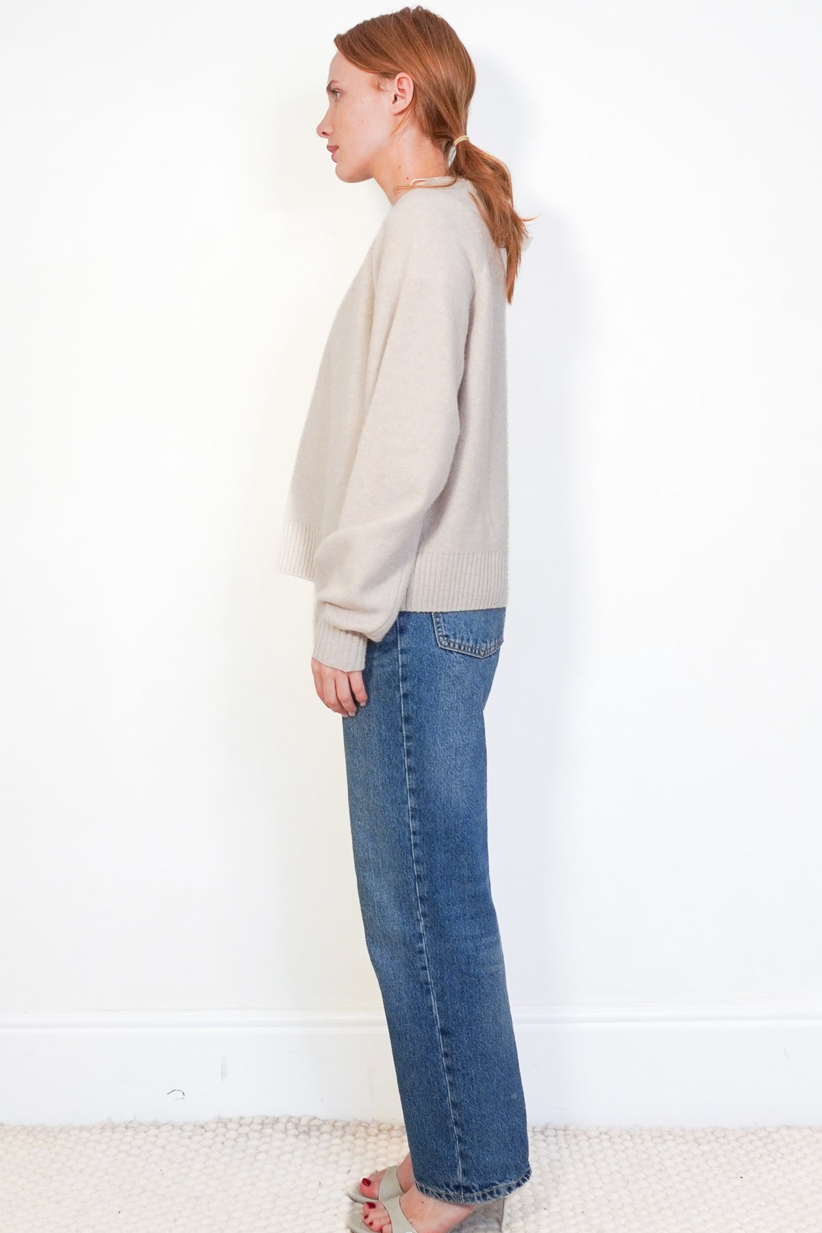 Side Image: Navy Grey Lambwool Jumper