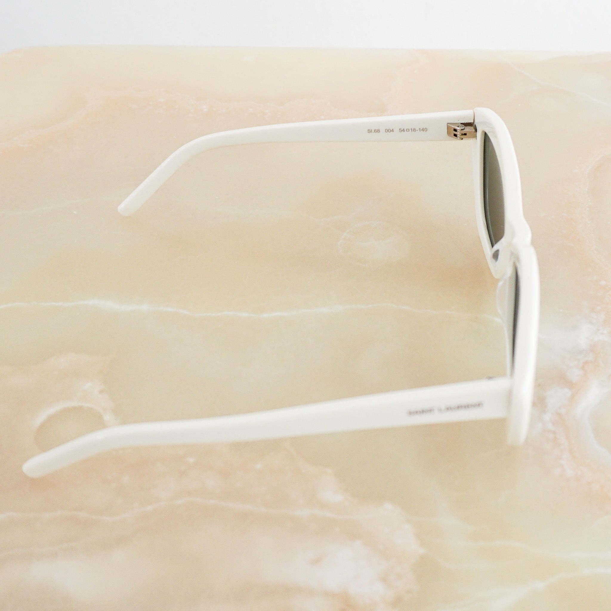 Side Image: Saint Laurent New Wave SL 68 Ivory Cat-Eye Sunglasses