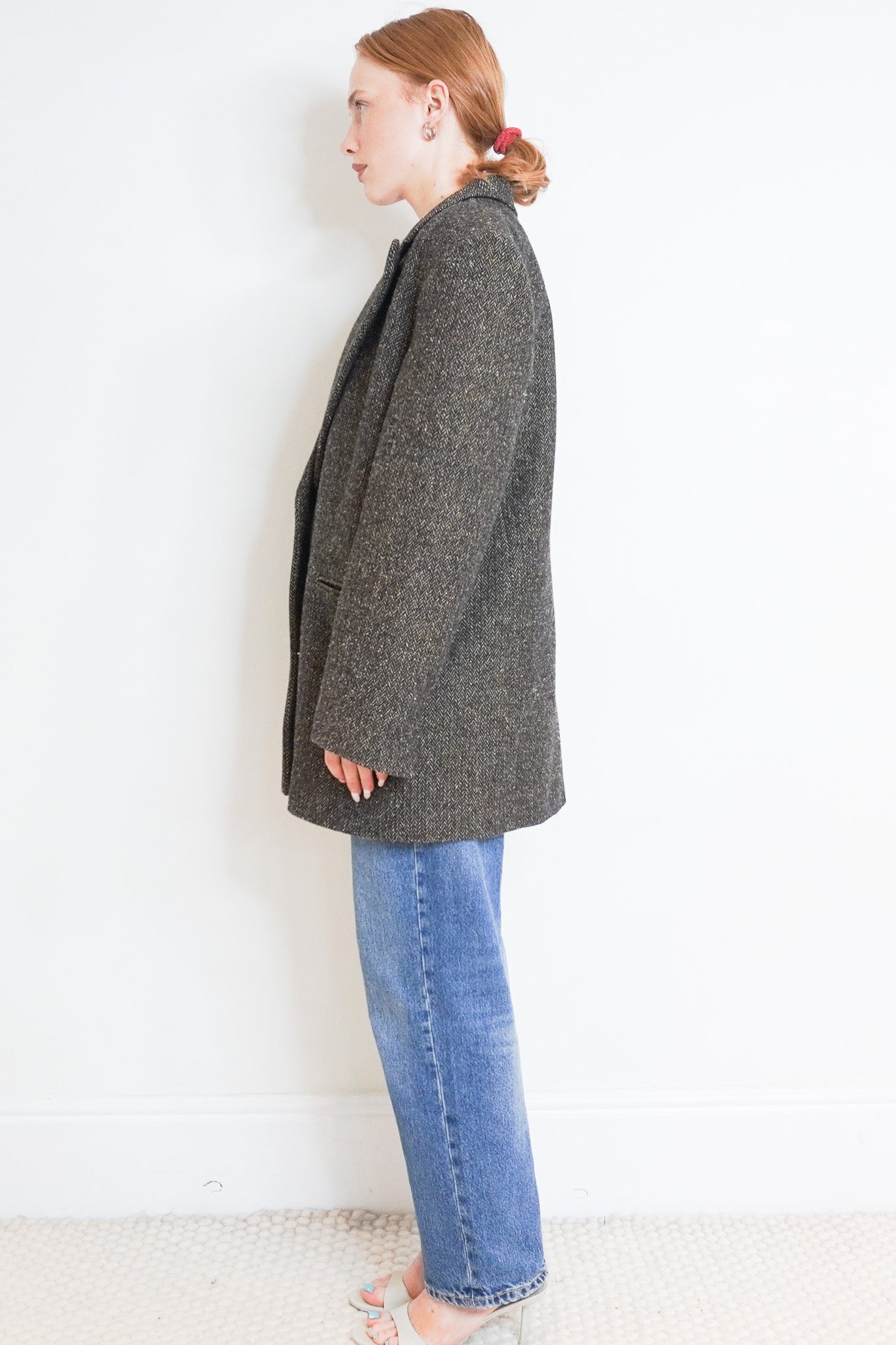 Side Image: Sandro Maron Tweed Blazer Jacket in Herringbone