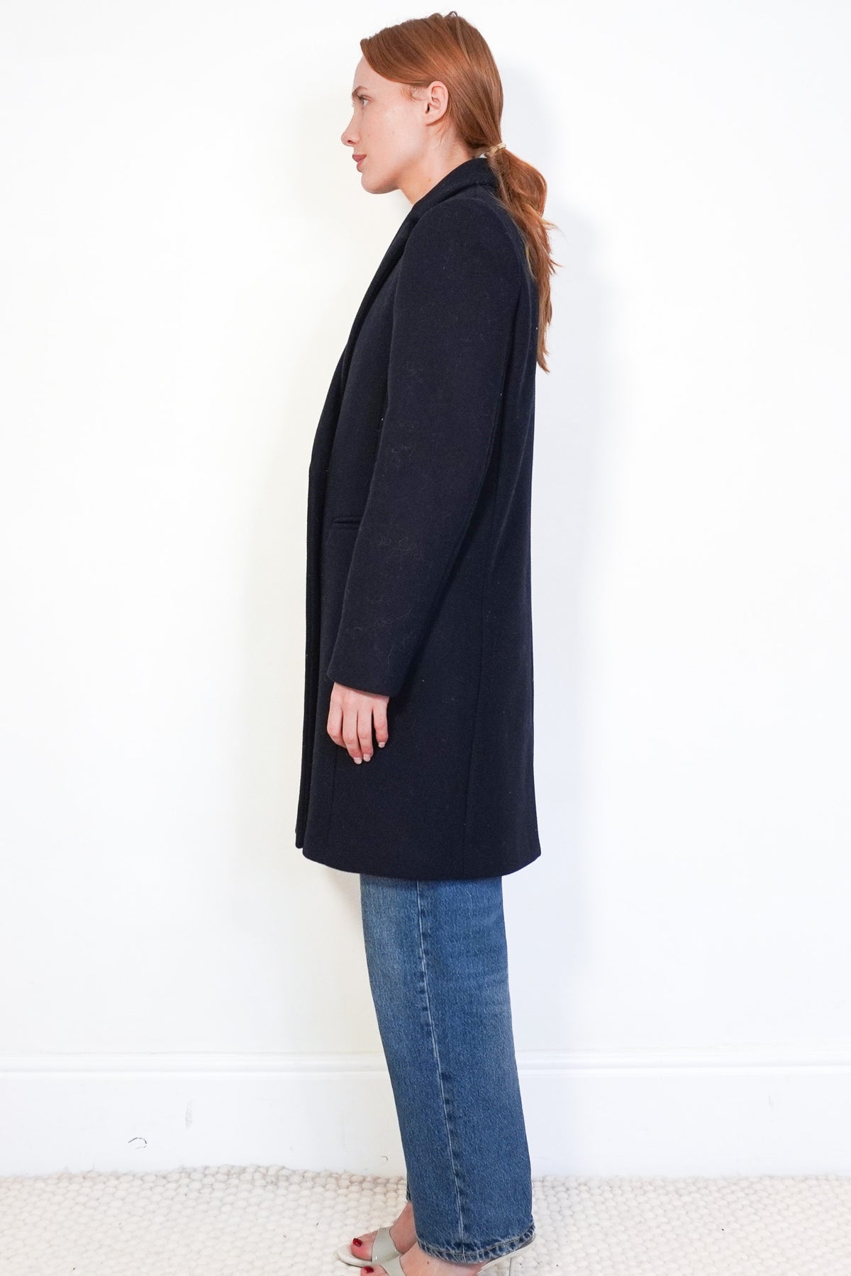 Sezane Navy Long Wool Coat (RRP £470) | Authentic Preloved - Reloved Again