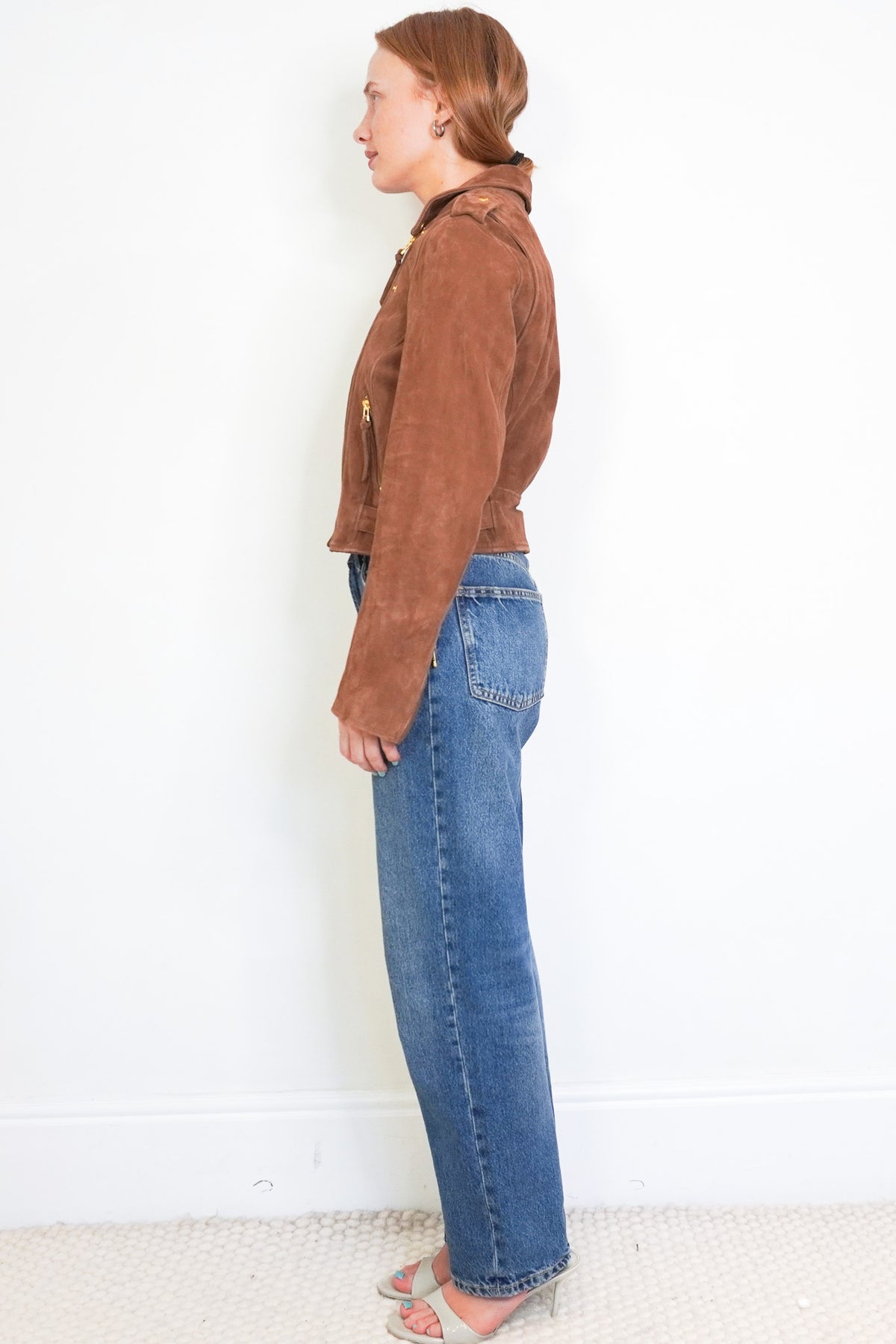 Side Image: Sezane Zig Jacket in Camel Suede
