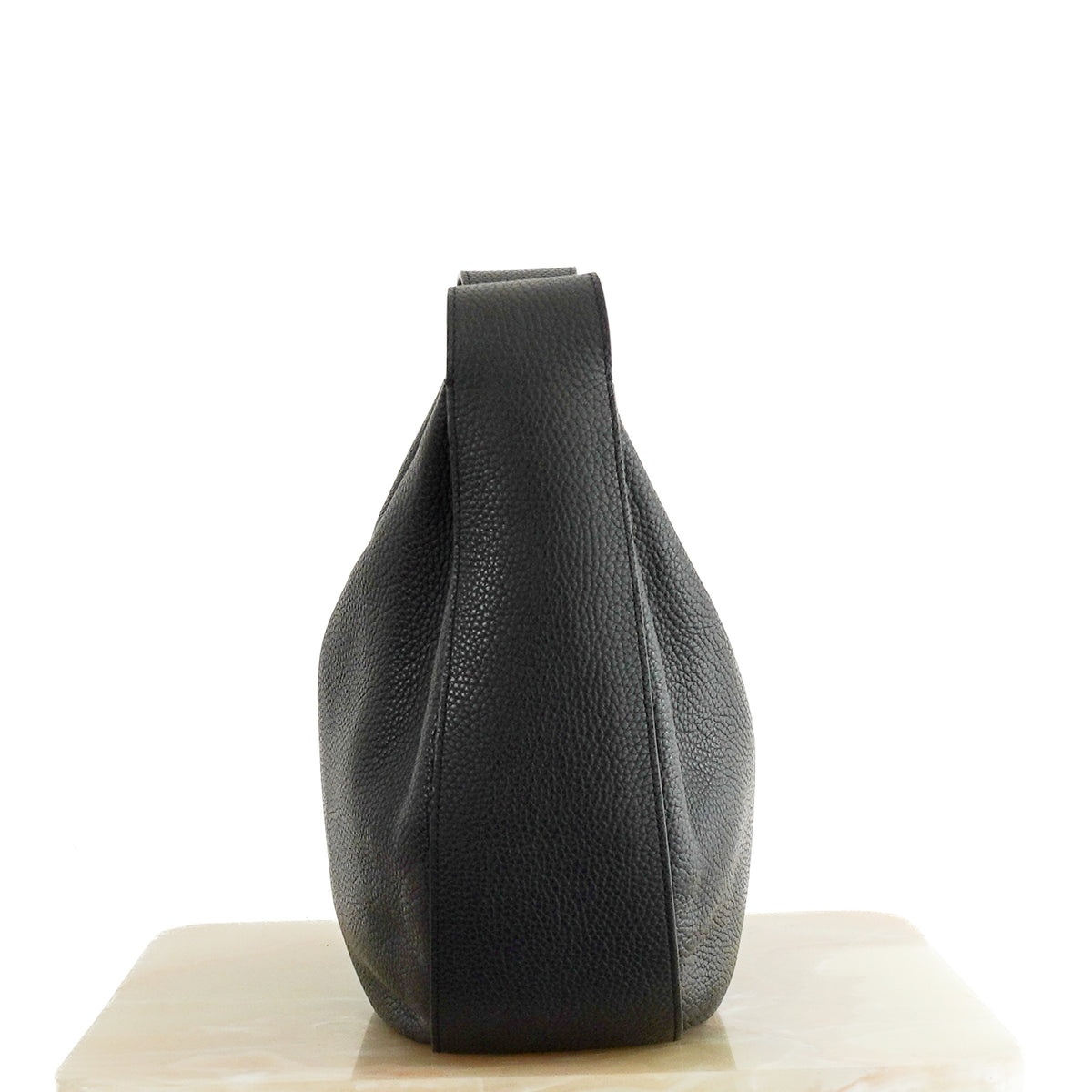Side Image: The Row Allie Shoulder Bag in Black Grained Calfskin Leather