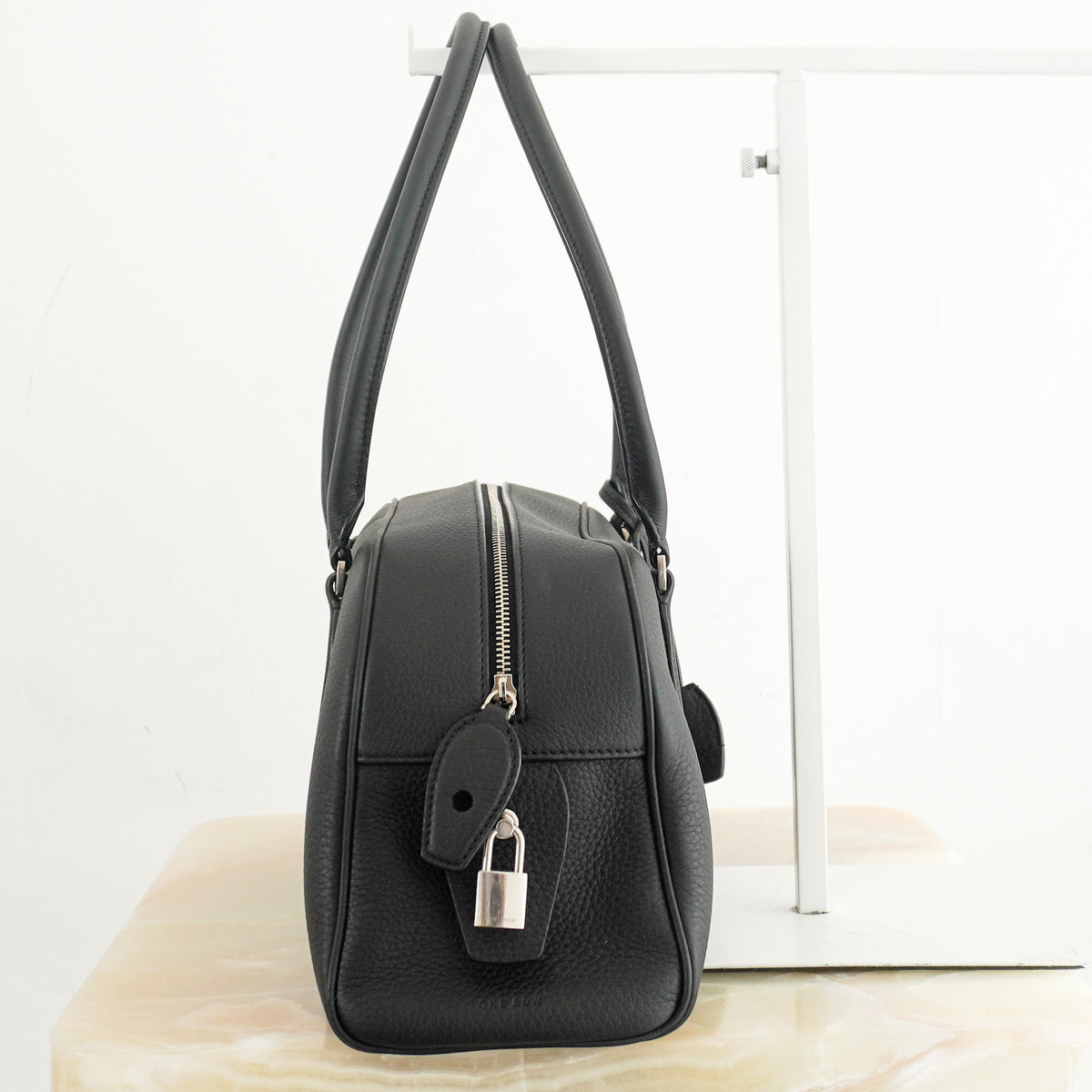 Side Image: The Row India Small Textured Leather Tote