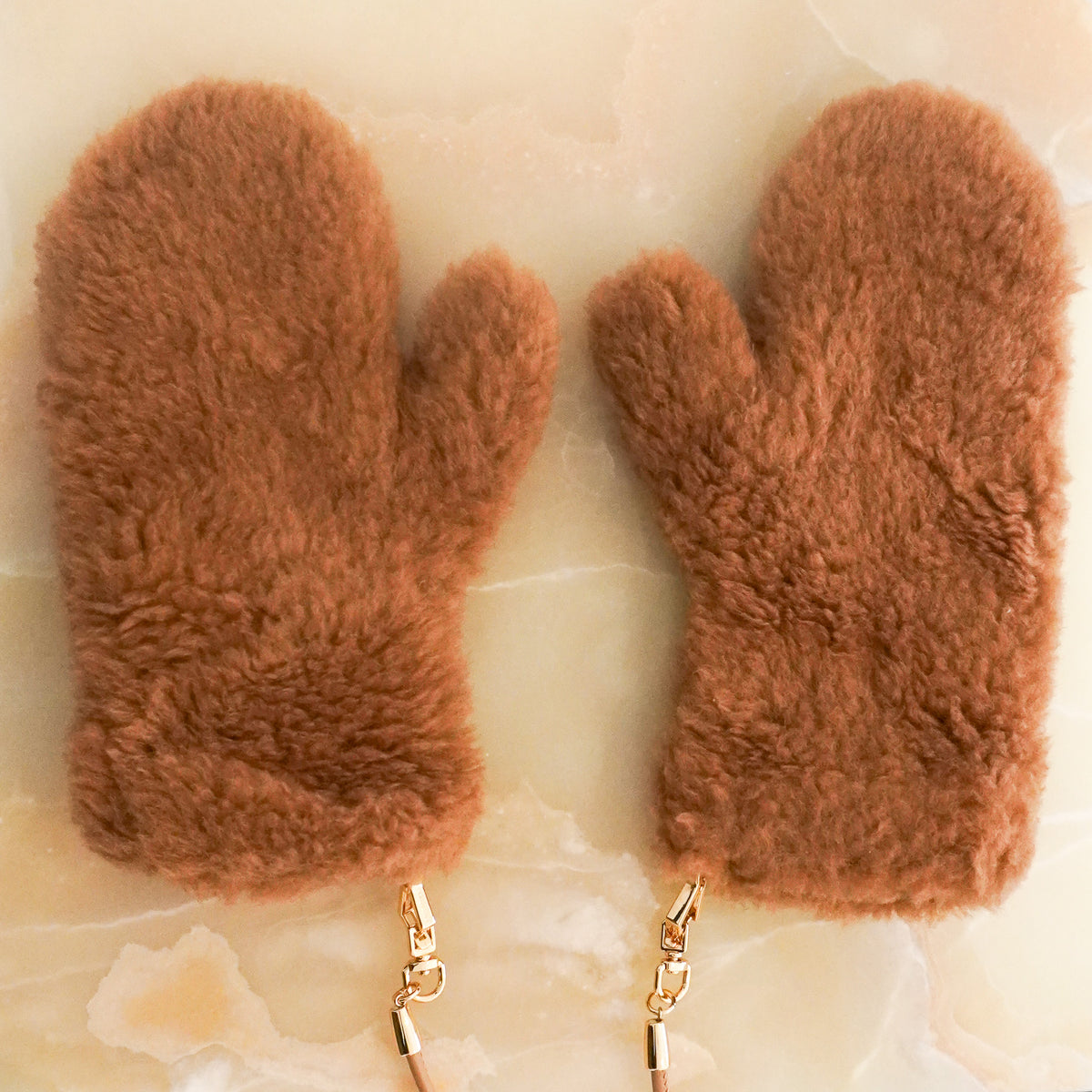 Side: Max Mara Brown Teddy Mittens
