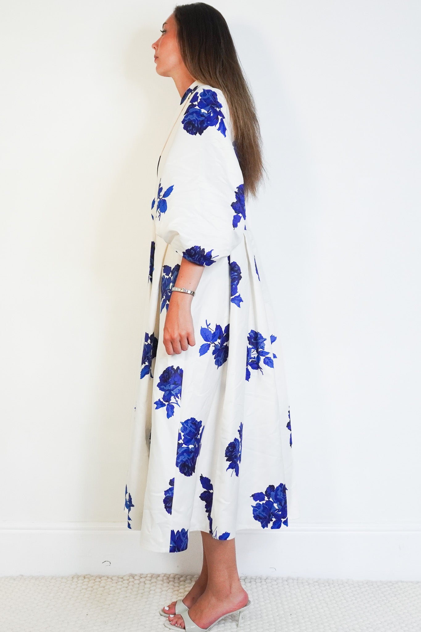 Side image Emilia Wickstead White and Blue Floral Evening Coat