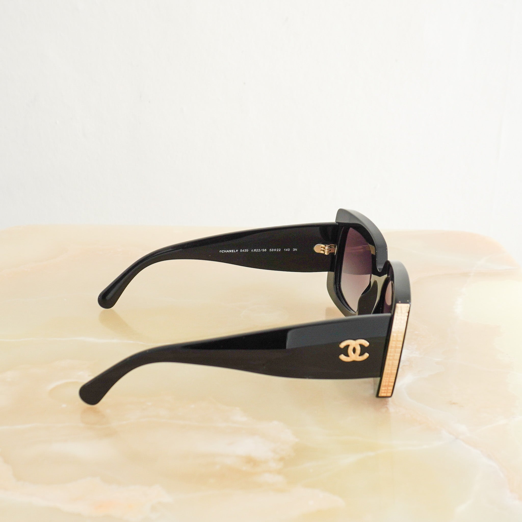 Side image of Chanel Oversized Sunglasses in Black