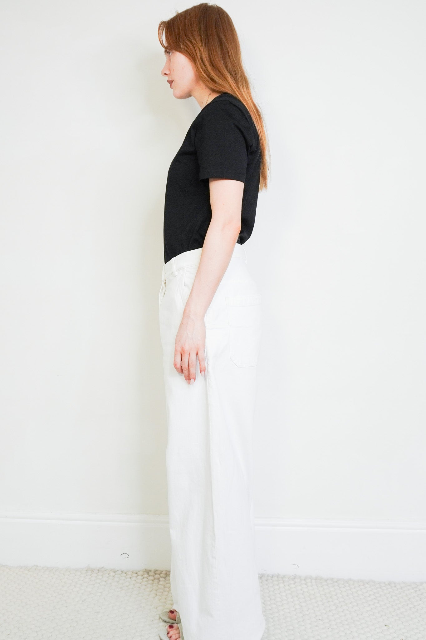 Side image of the Another Tomorrow White Wide-Leg Trousers
