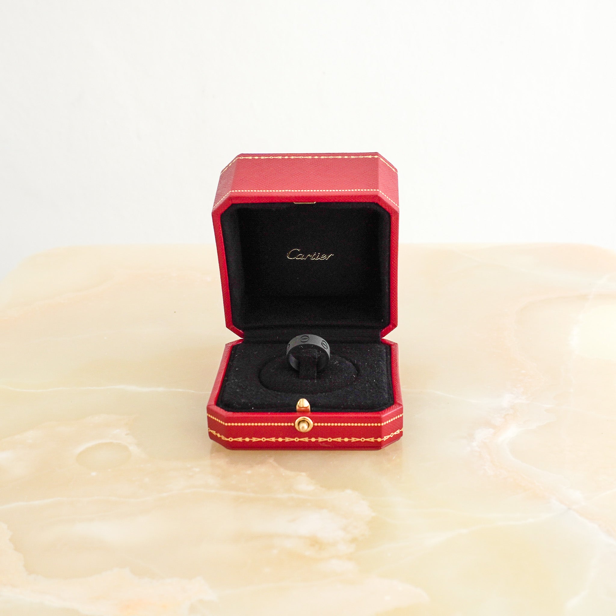 Side image of the Cartier Black Ceramic Love Ring