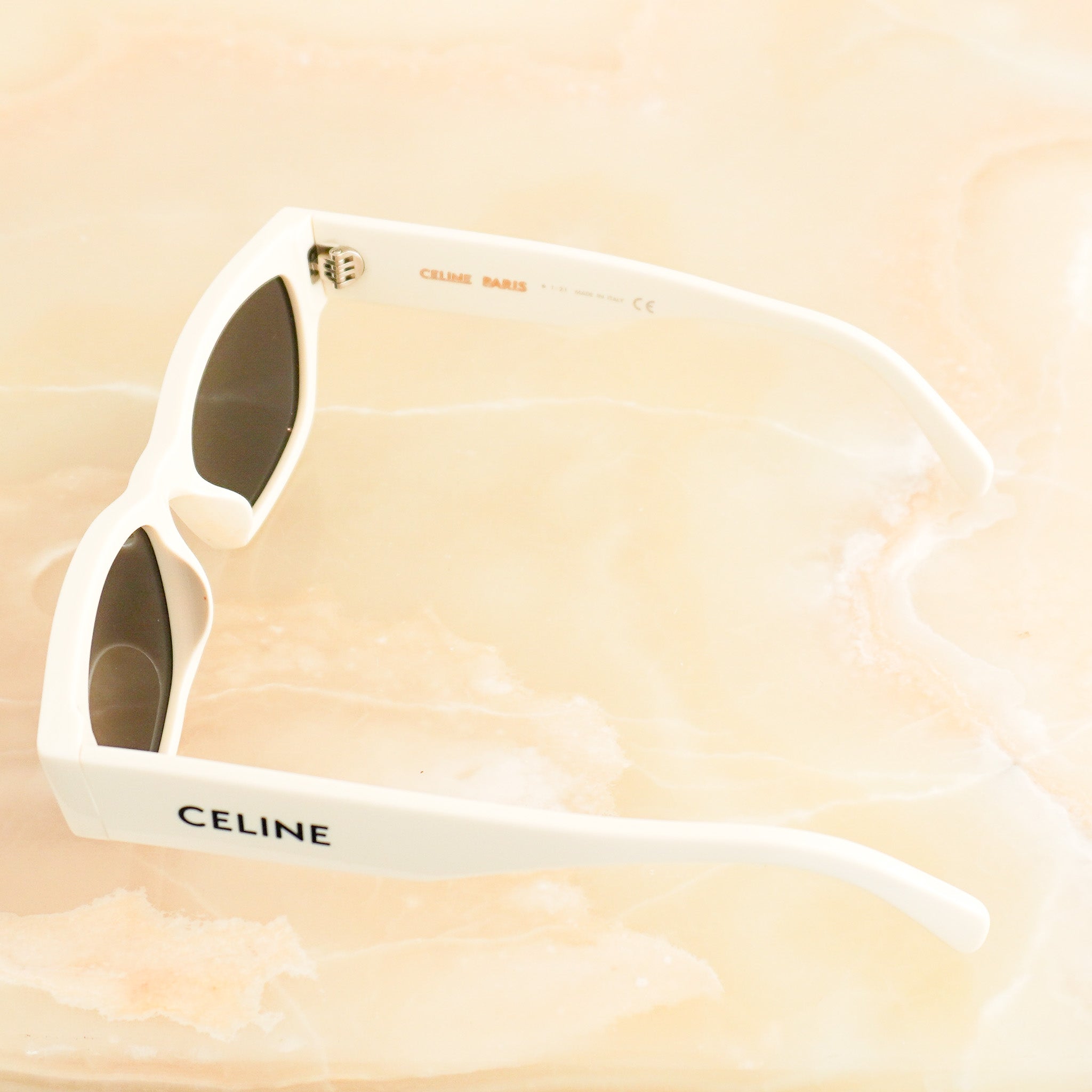 Side image of the Celine White Square Sunglasses