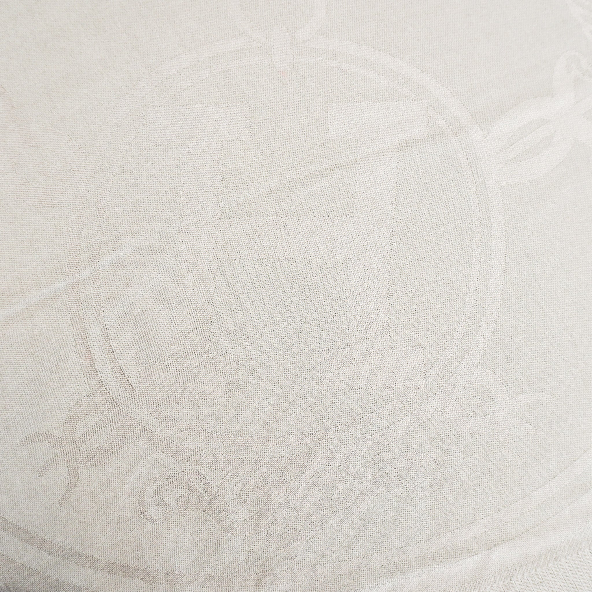 Side image of the Hermès Grey Silk and Cashmere H Jacquard Shawl