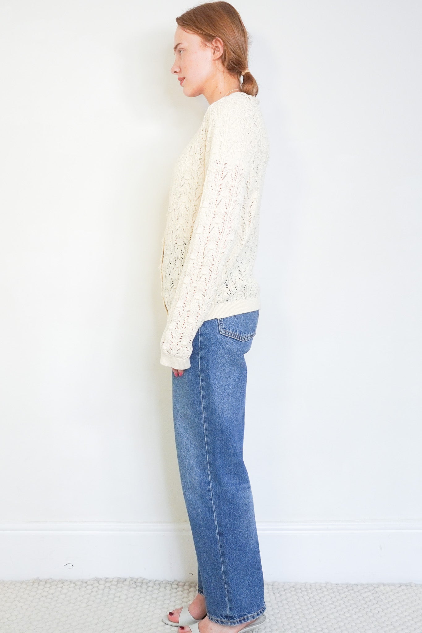 Sézane La Maille Cream Pointelle Knit Cardigan (RRP £150) | Authentic Preloved - Reloved Again