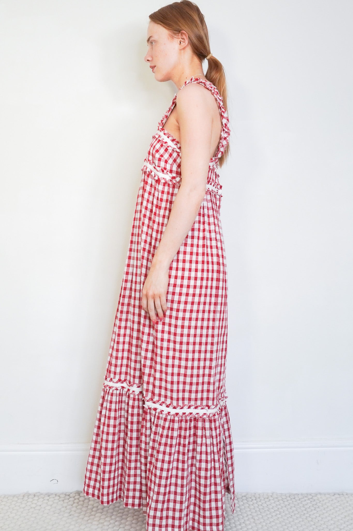 Lee Mathews Red Gingham Cotton Maxi Dress (RRP £400) | Authentic Preloved - Reloved Again