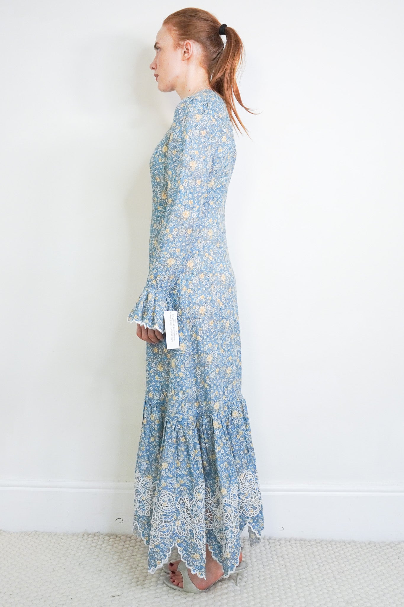Side image of the Zimmermann Blue Floral Linen Dress
