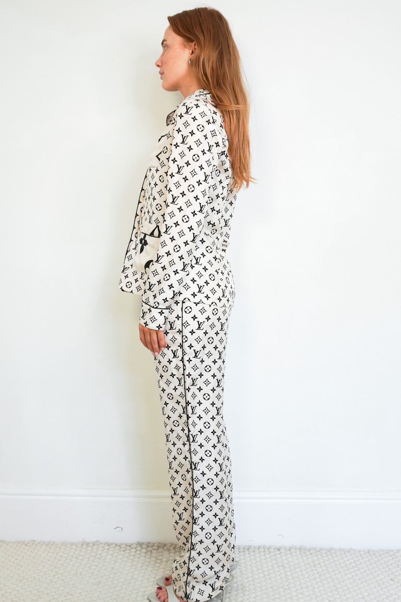 Side photo of the Louis Vuitton Monogram Silk Pyjama Shirt