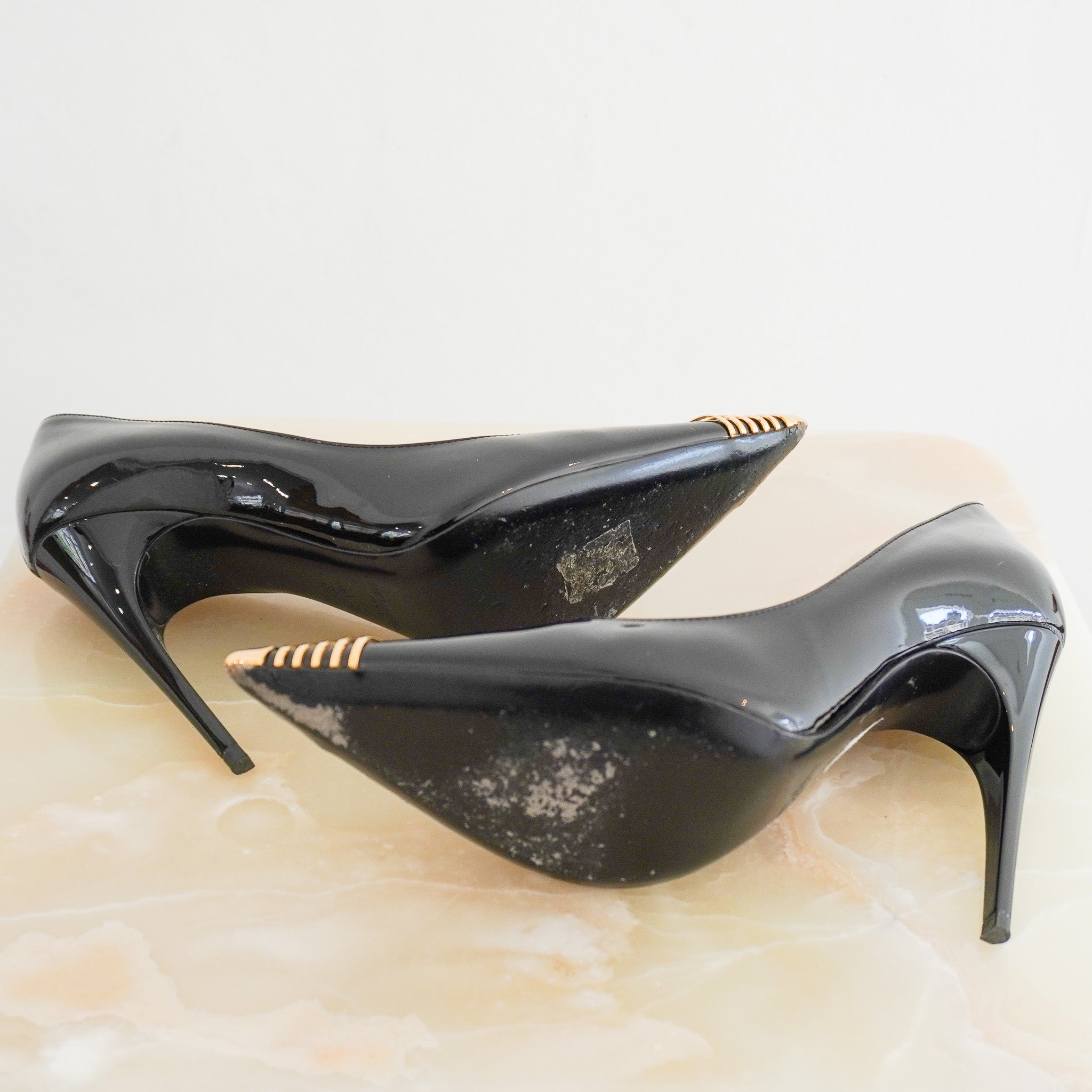 Saint Laurent Paris Black Patent Leather Pumps (RRP £800) | Authentic Preloved - Reloved Again