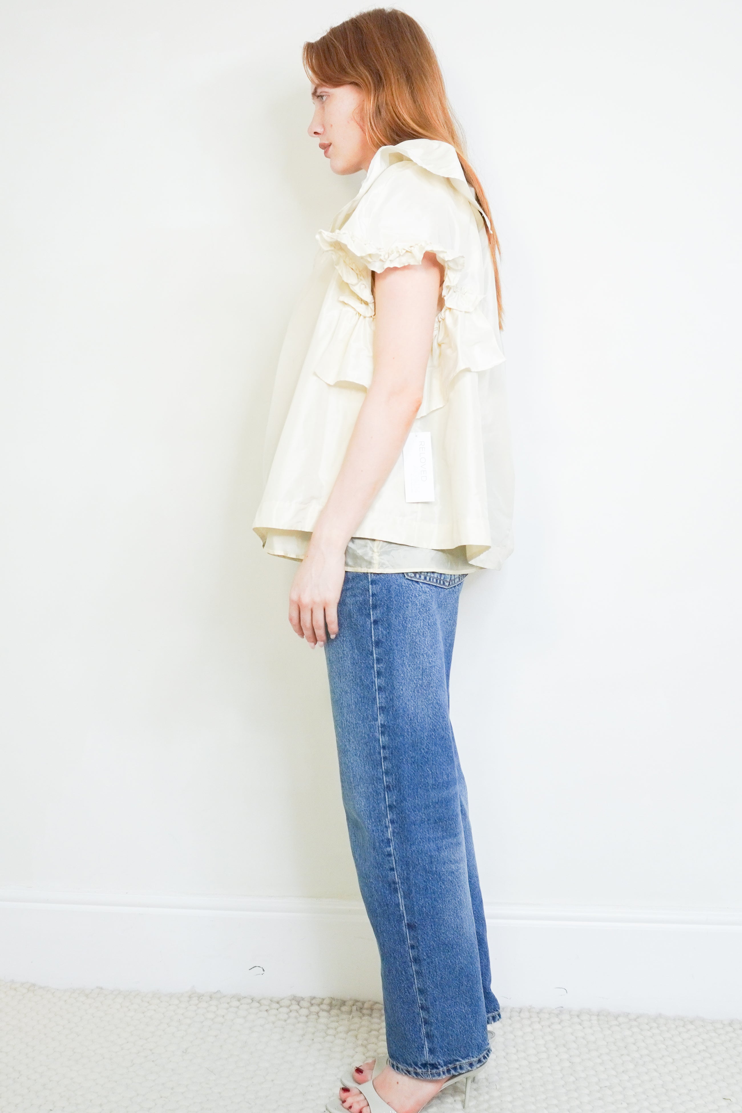 Simone Rocha Cream Ruffled Babydoll Top side photo chelsea london