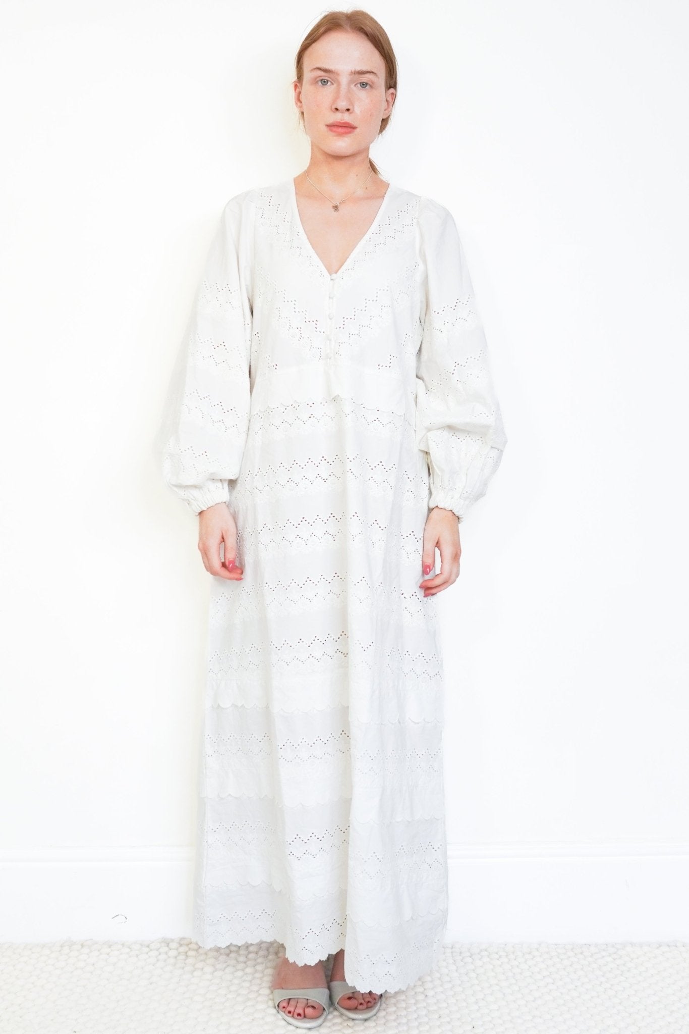 Sissel Edelbo White Embroidered Cotton Maxi Dress (RRP £350) | Authentic Preloved - Reloved Again