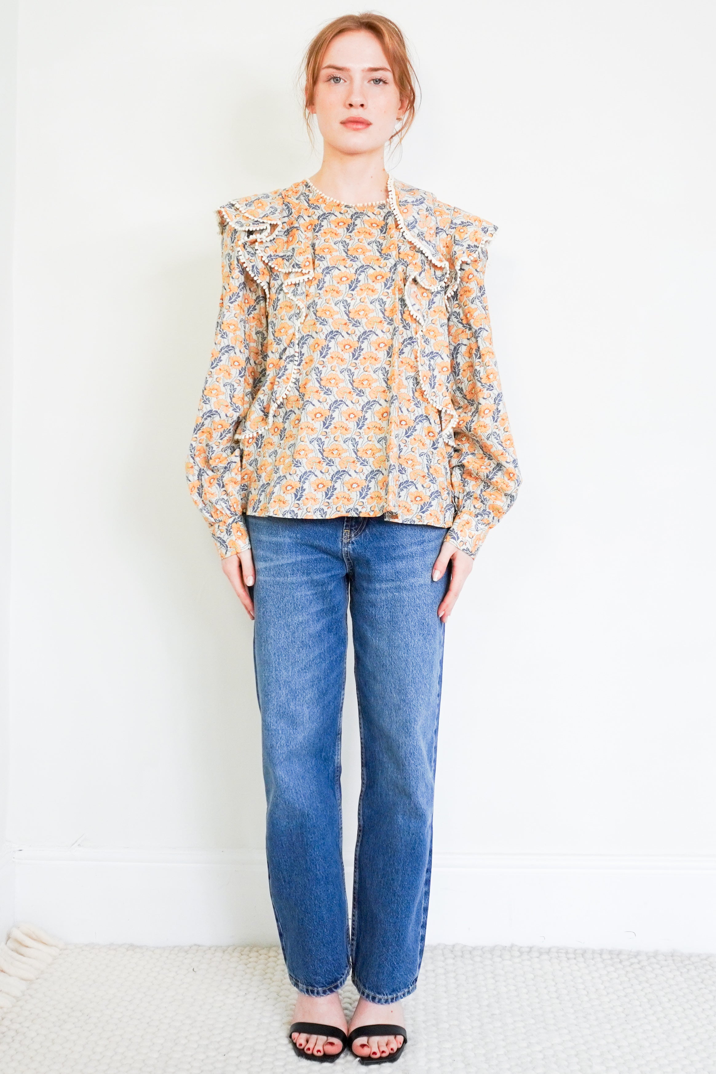 Sofie-Schnoor-Yellow-Floral-Top-front-picture-Chelsea-London