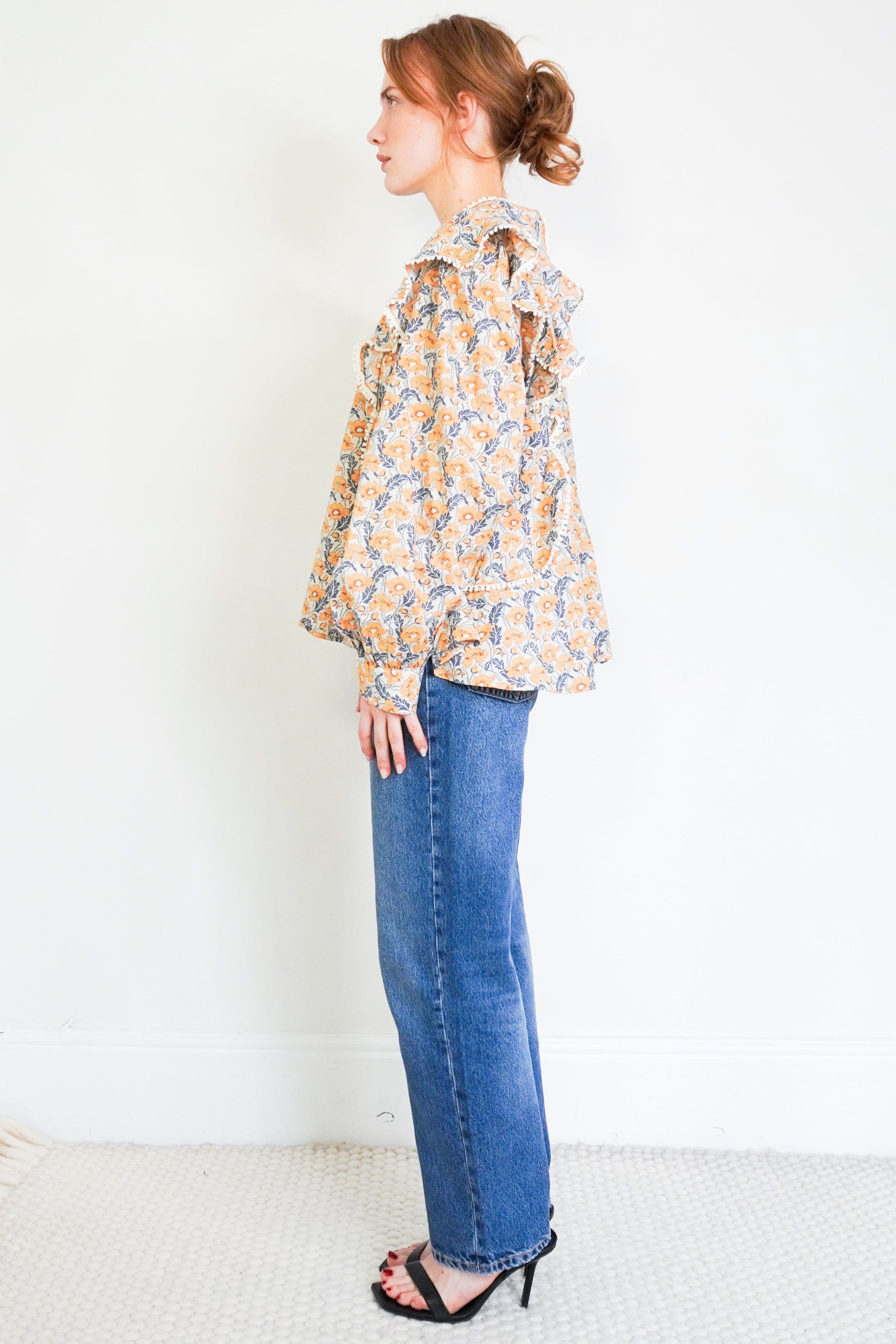 Sofie-Schnoor-Yellow-Floral-Top-side-picture-Chelsea-London