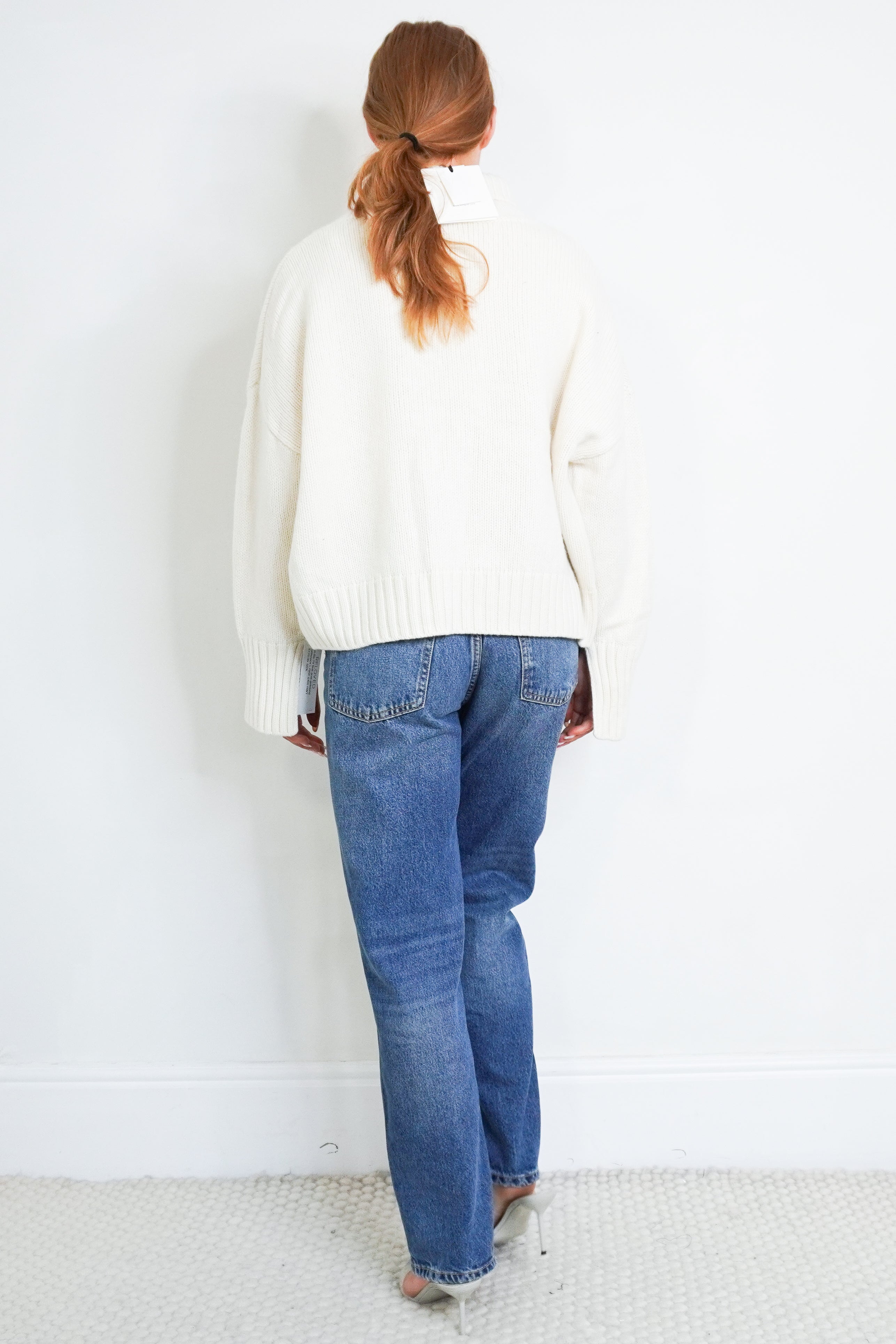Soft Goat Girlfriend Turtleneck – Feather White back photo chelsea london