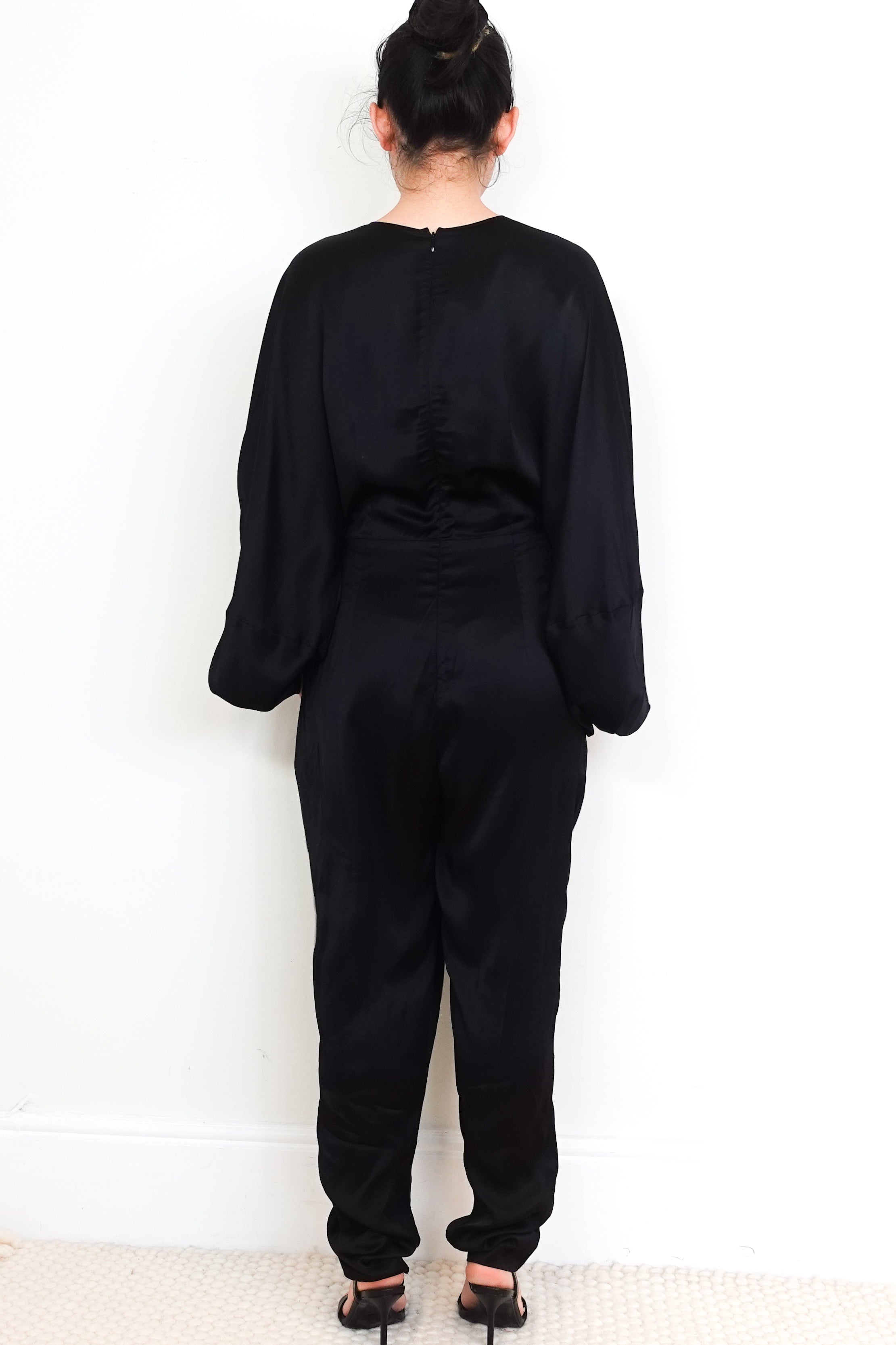Stella-McCartney-Black-Satin-Jumpsuit-with-Gold-Belt-back-picture-Chelsea-London