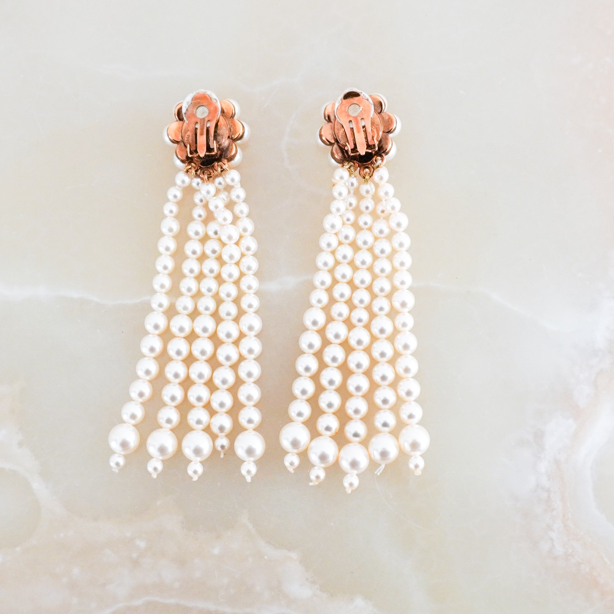 Stella-McCartney-Pearl-Clip-On-Dangling-Earrings-back-picture-Chelsea-London