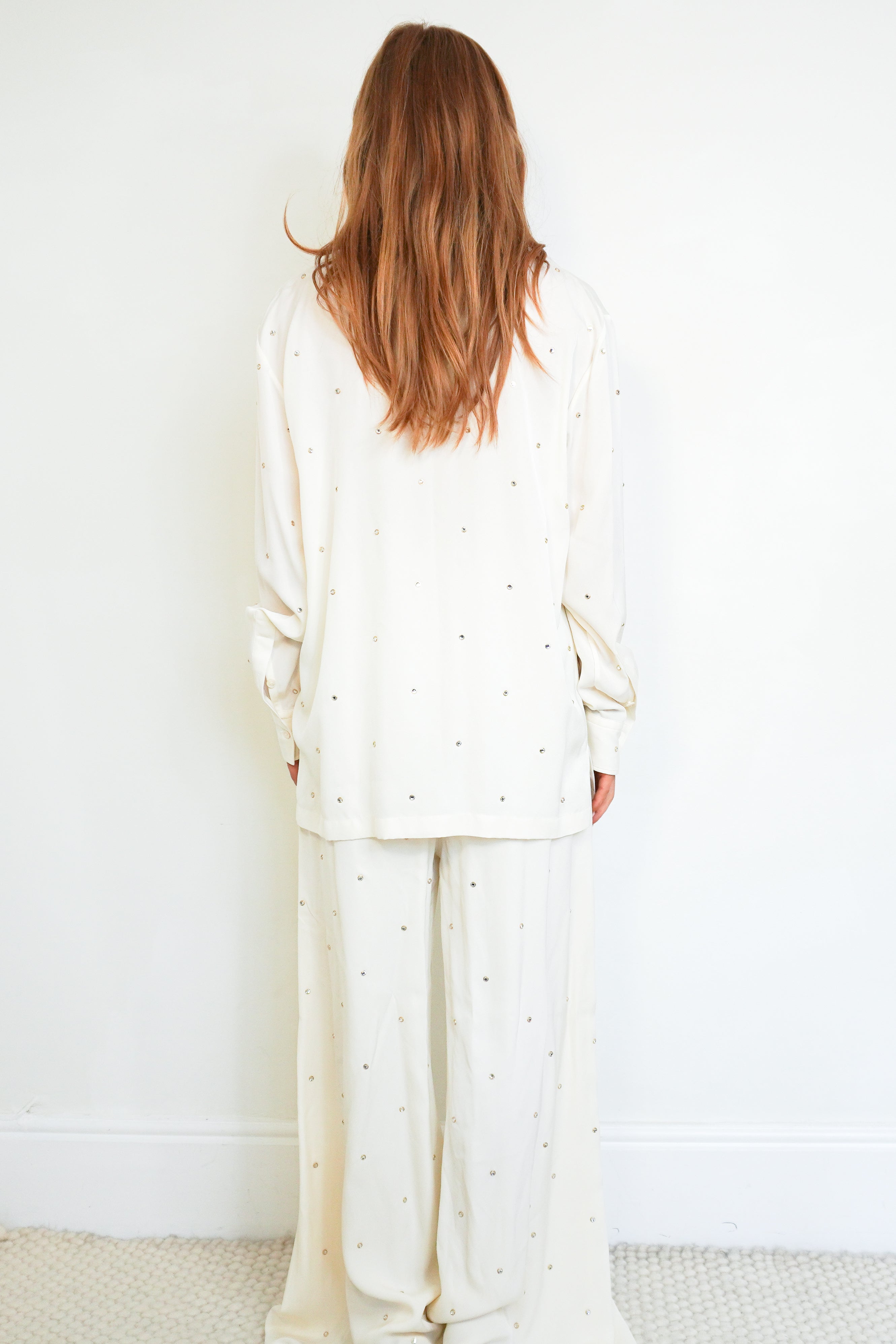 Stella McCartney Crystal Embellished Satin-Crepe Pyjama Style Set back photo chelsea london