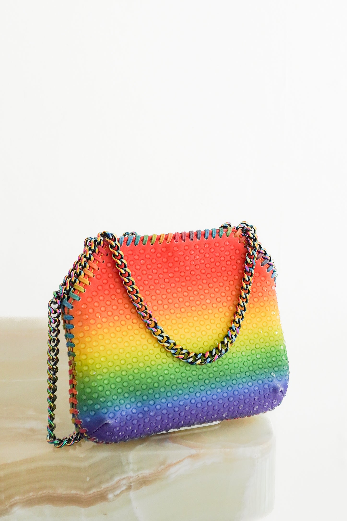 Stella McCartney Falabella Rainbow Dégradé Mini Tote Bag front photo chelsea london