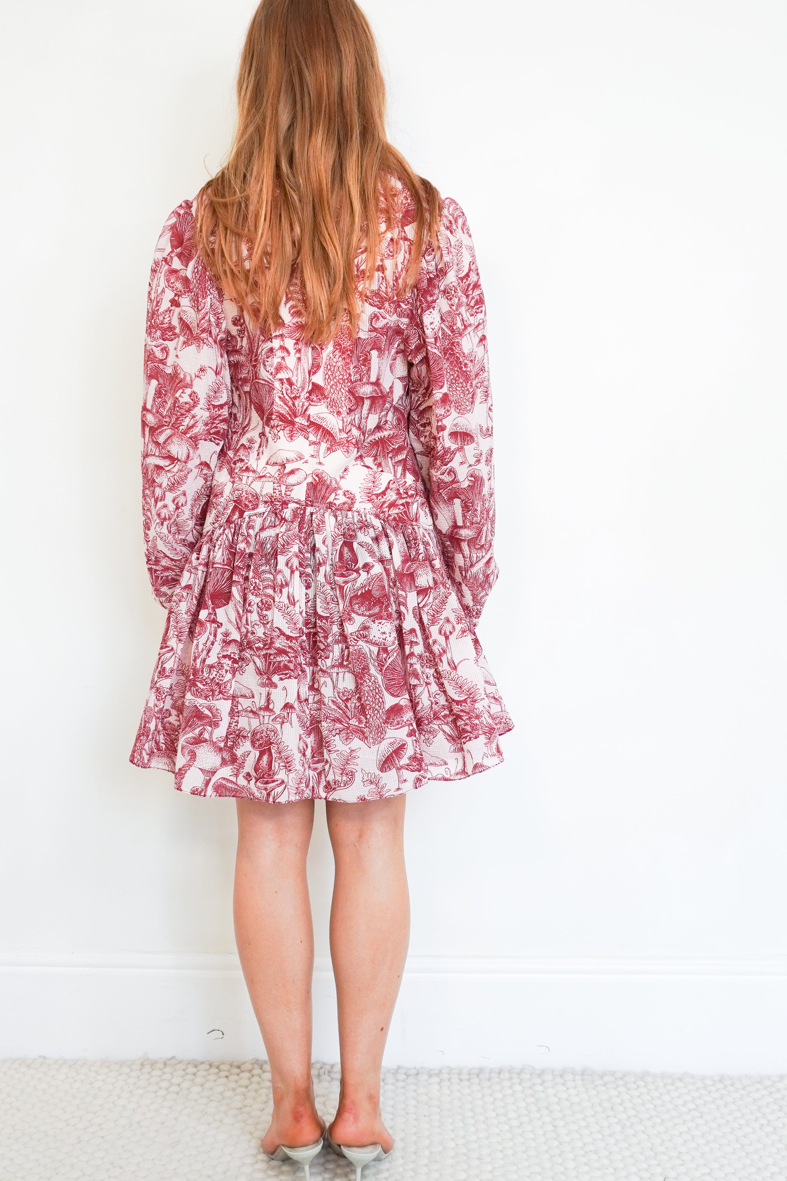 Stella McCartney Pink Mushroom Print Mini Dress back photo chelsea london