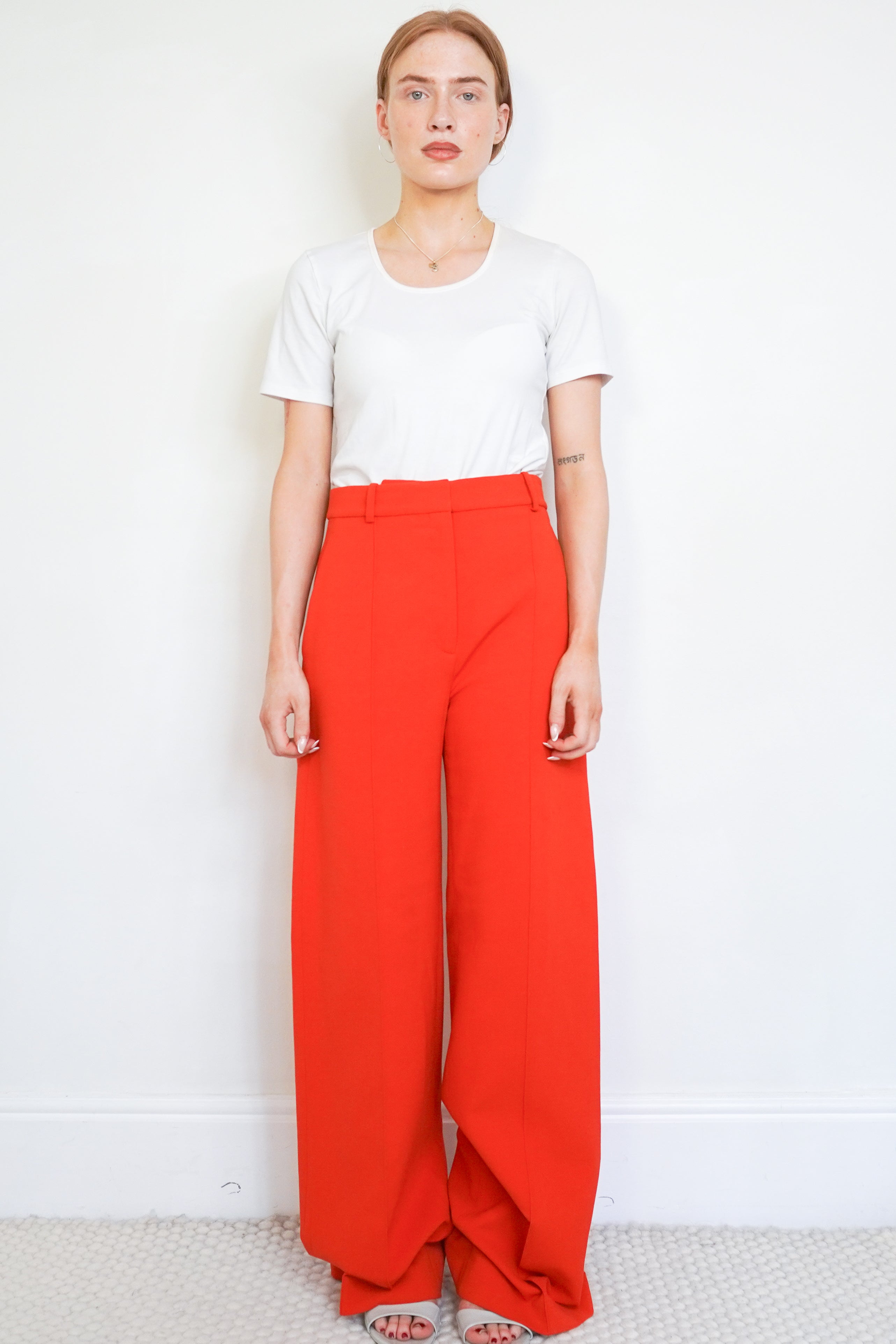 Stella McCartney Red Wool Tailored Trousers front photo chelsea london