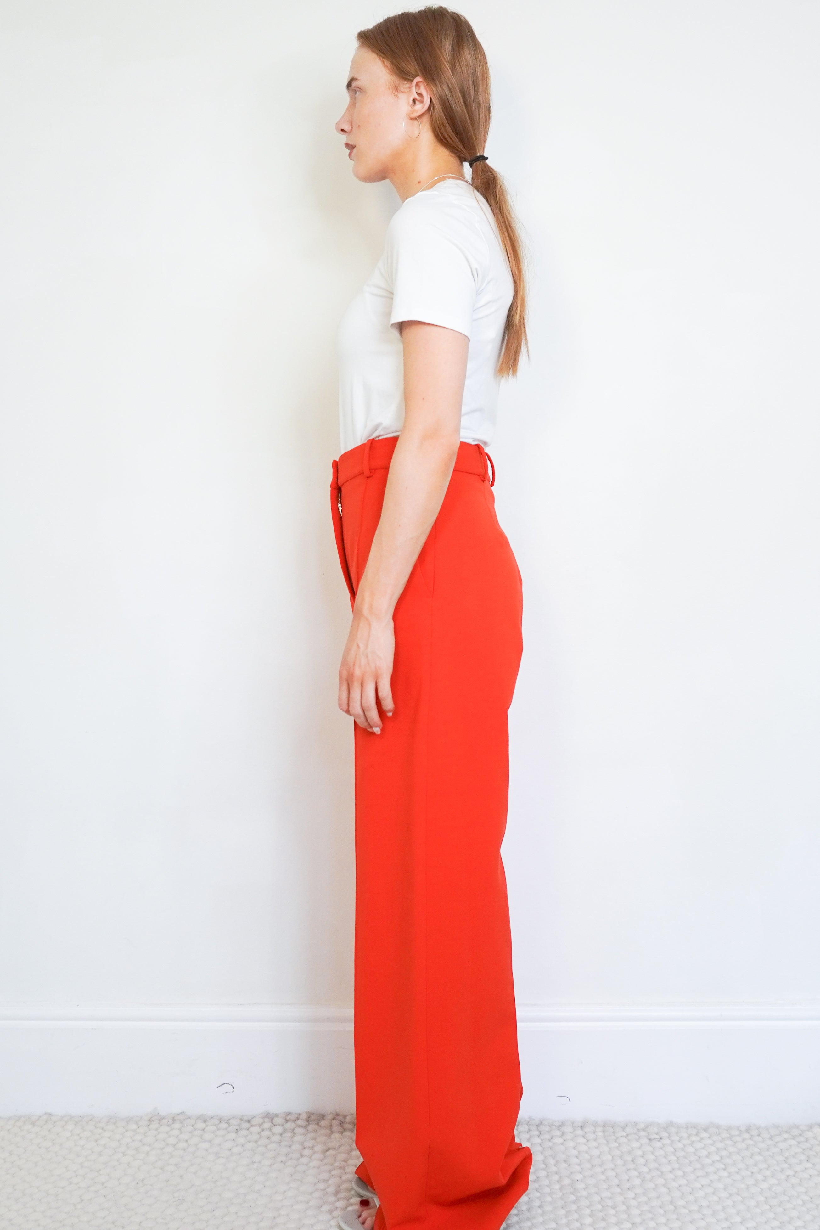 Stella McCartney Red Wool Tailored Trousers side photo chelsea london
