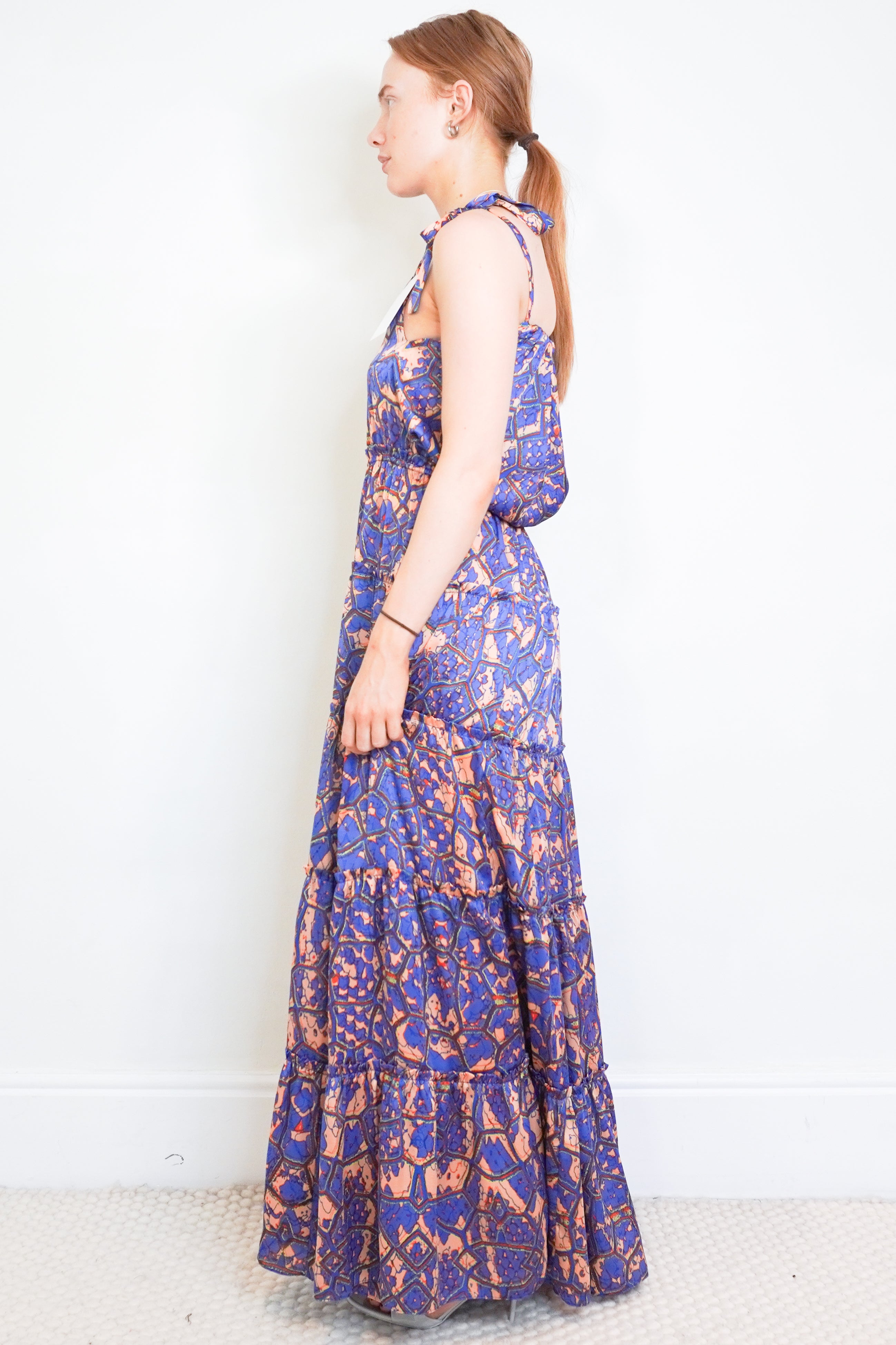 TBags Los Angeles Dark Blue Maxi Dress side photo