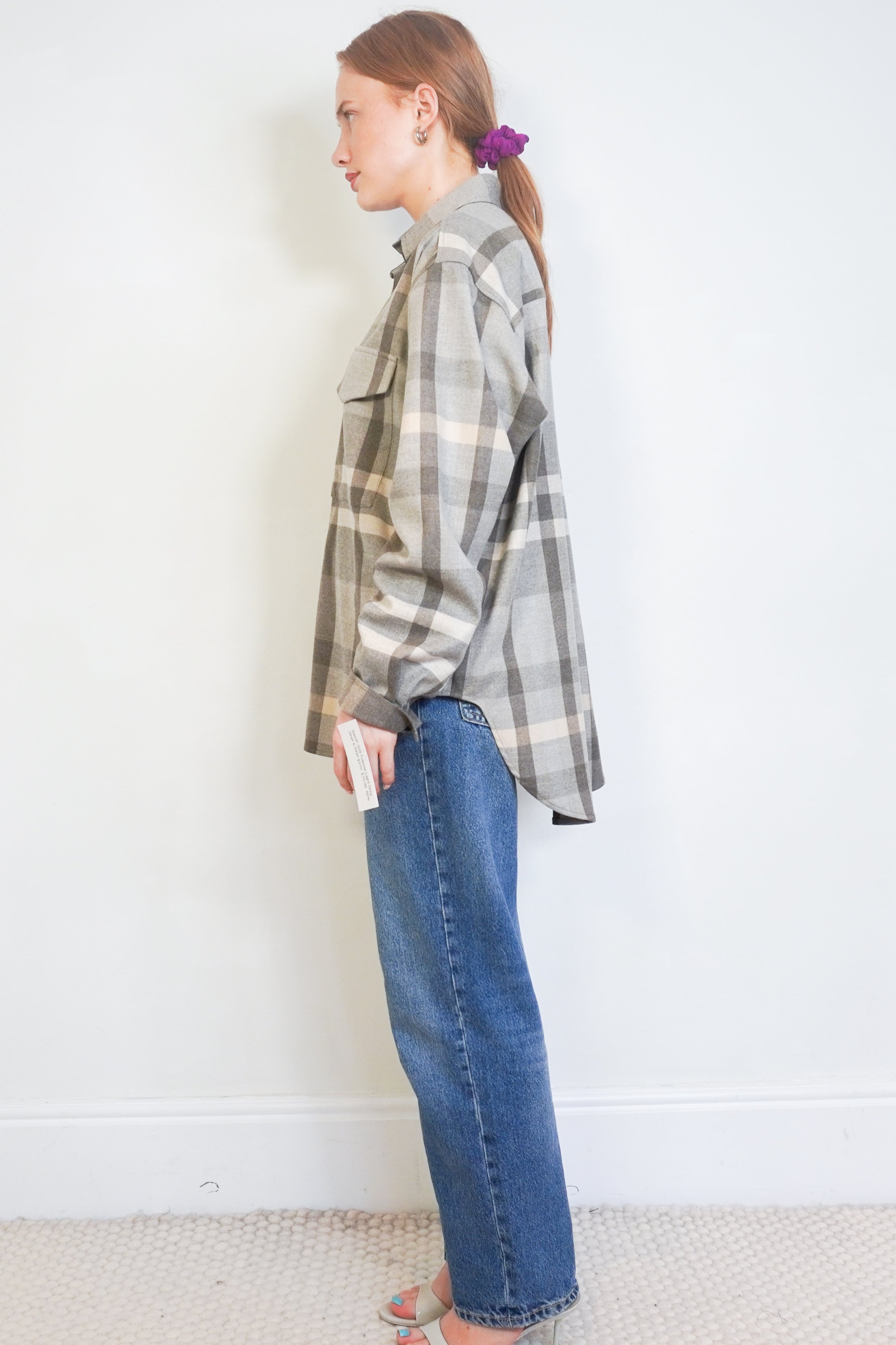 TOTEME Novella Checked Flannel Shirt side photo chelsea london