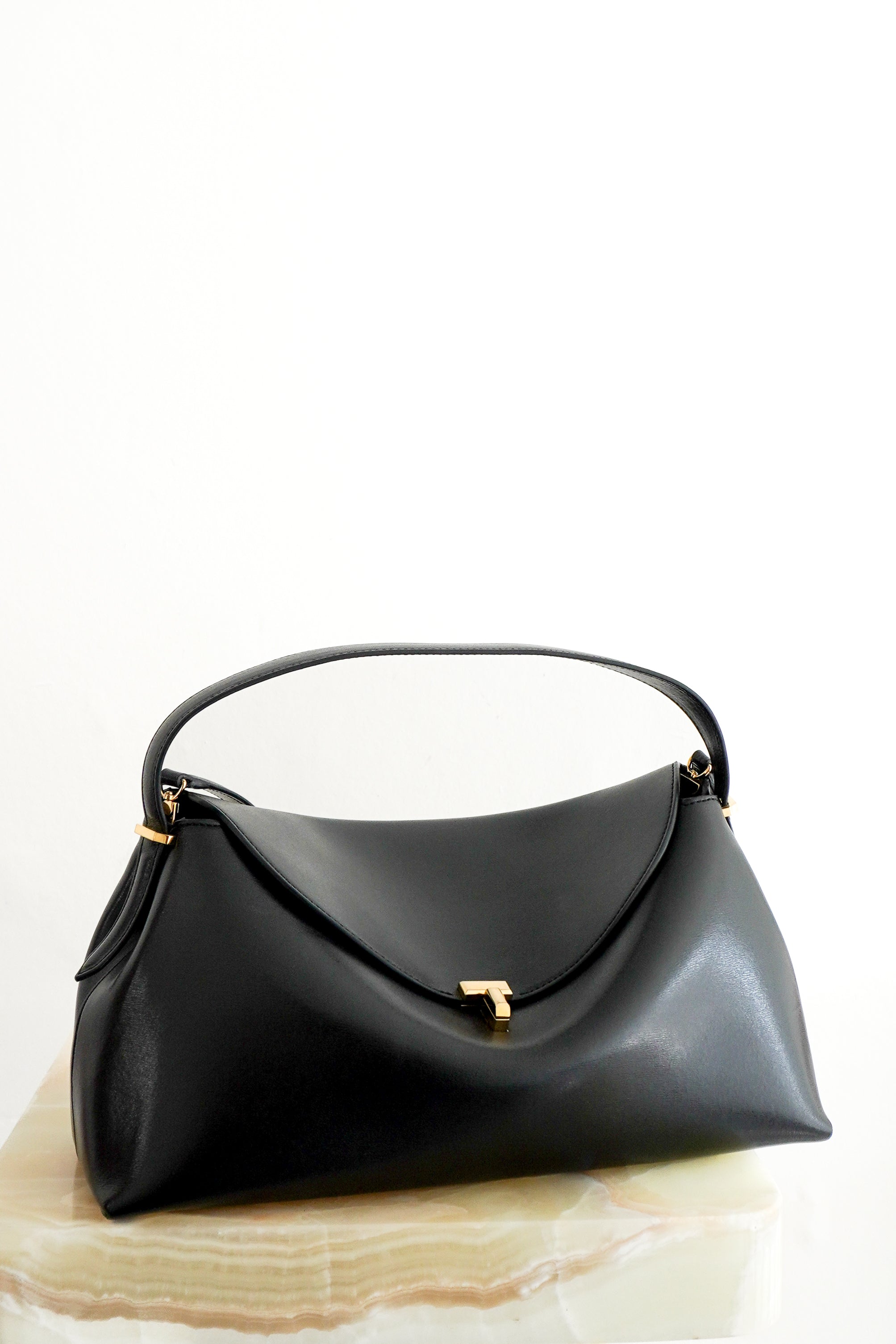 TOTEME T-Lock Top Handle in Black front photo chelsea london