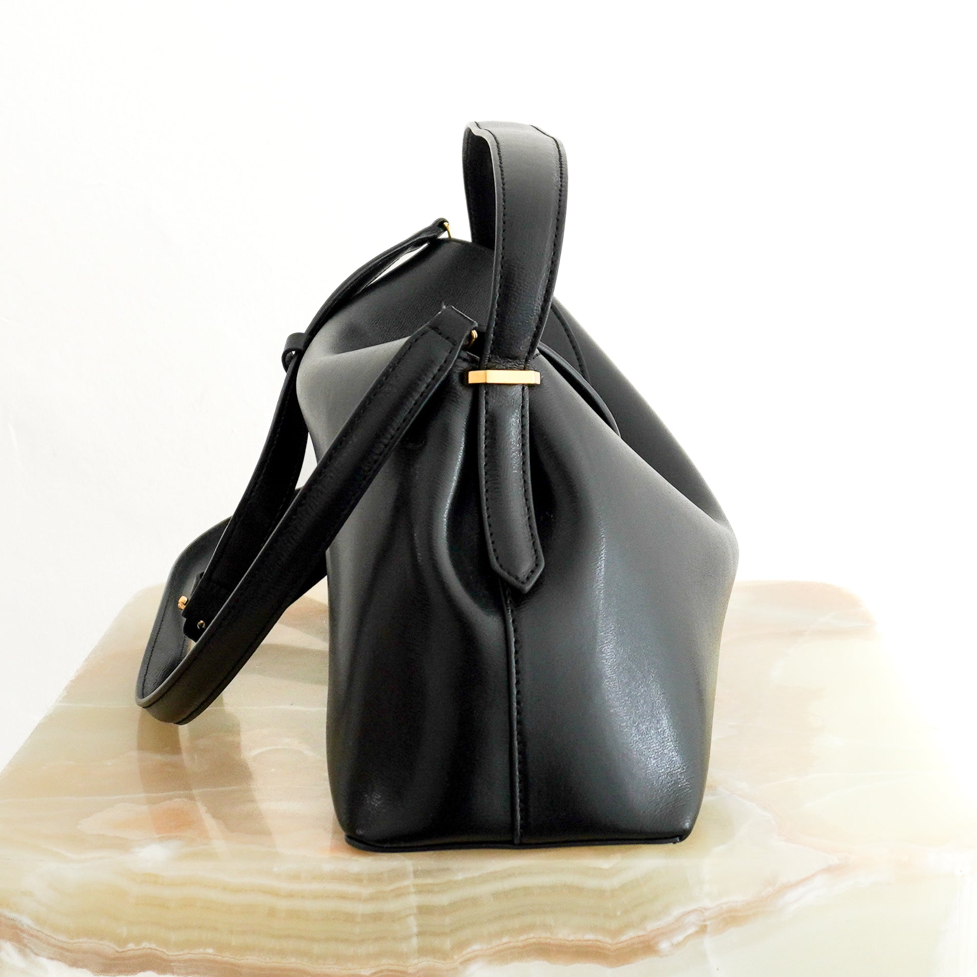 TOTEME T-Lock Top Handle in Black side photo chelsea london