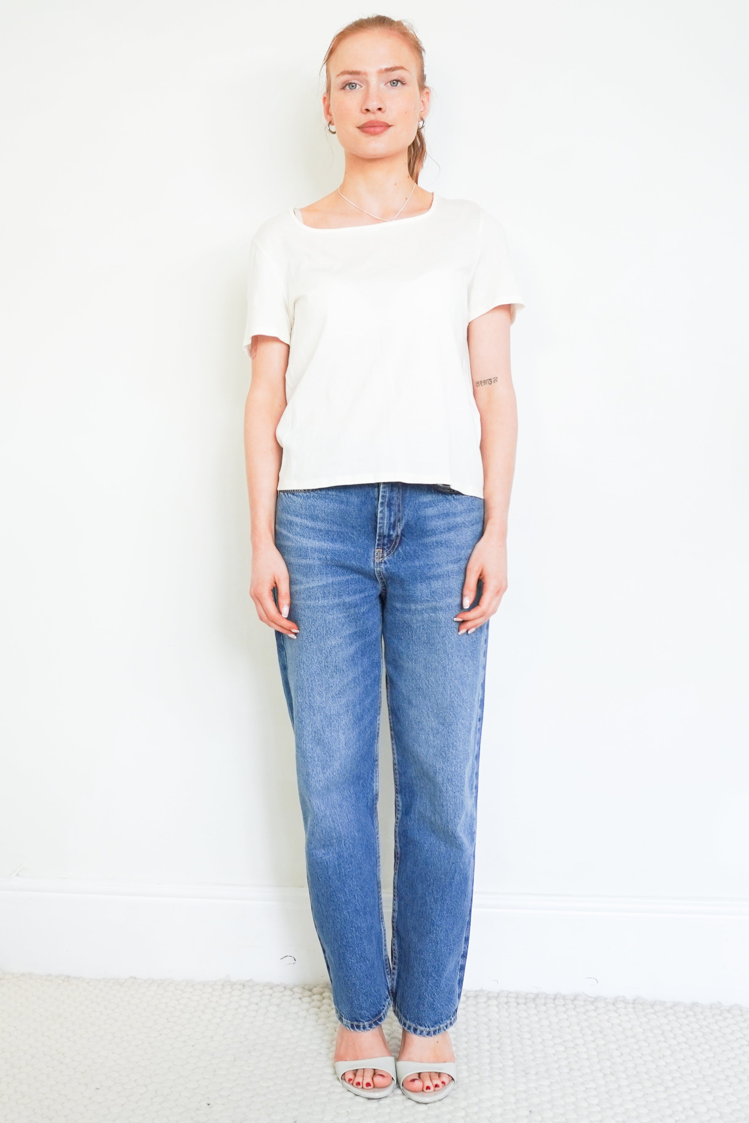 The Row Cream Cotton T-shirt front photo chelsea london