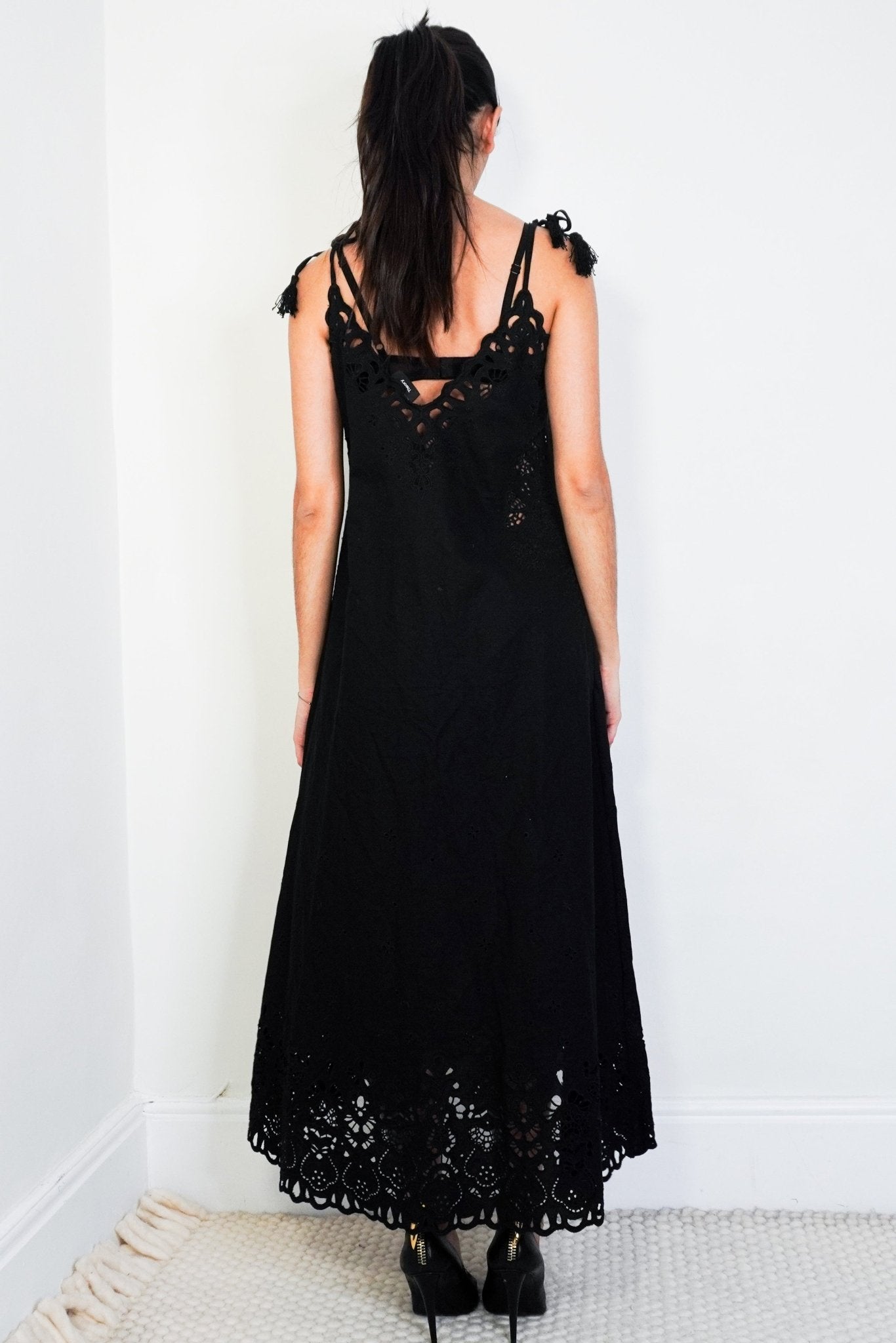 Theory Black Embroidered Midi Dress RRP £450 | Authentic Preloved - Reloved Again