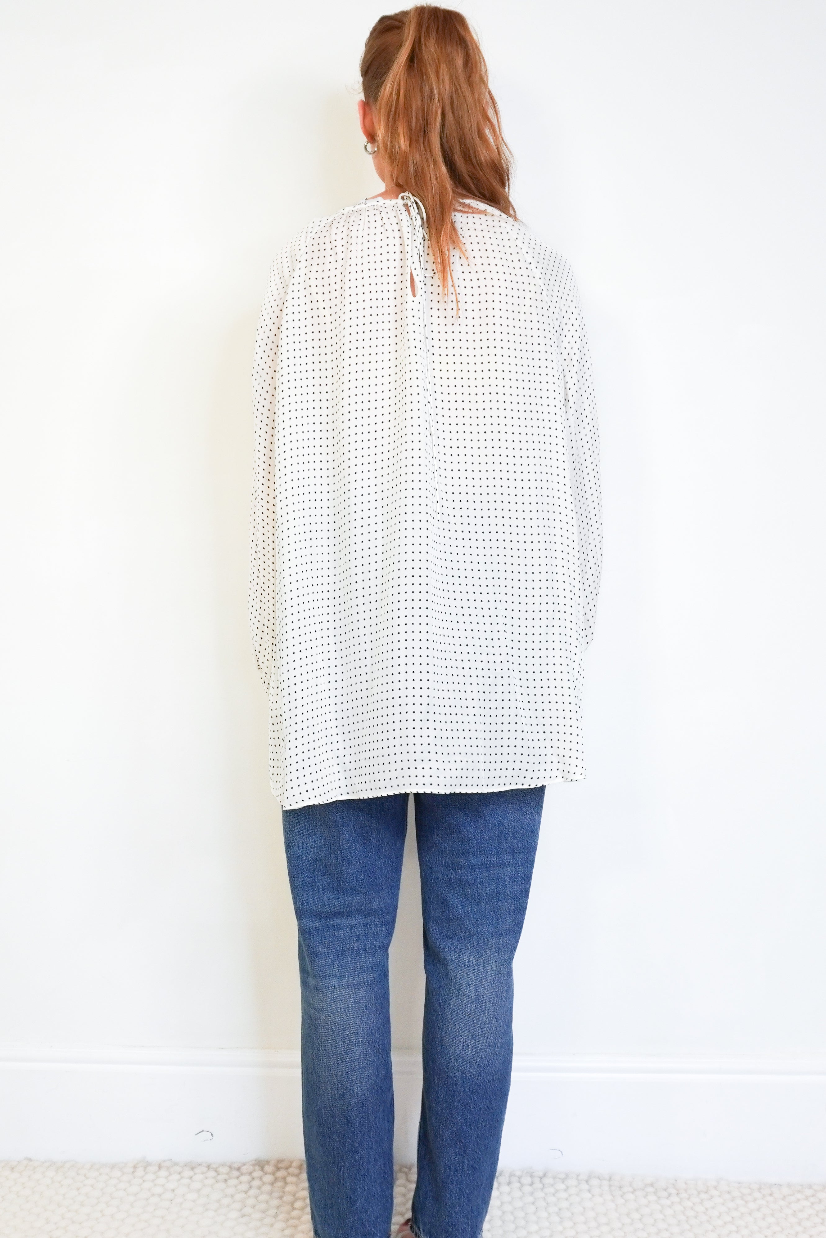 Tibi Ivory Silk Micro Star Print Blouse back photo chelsea london
