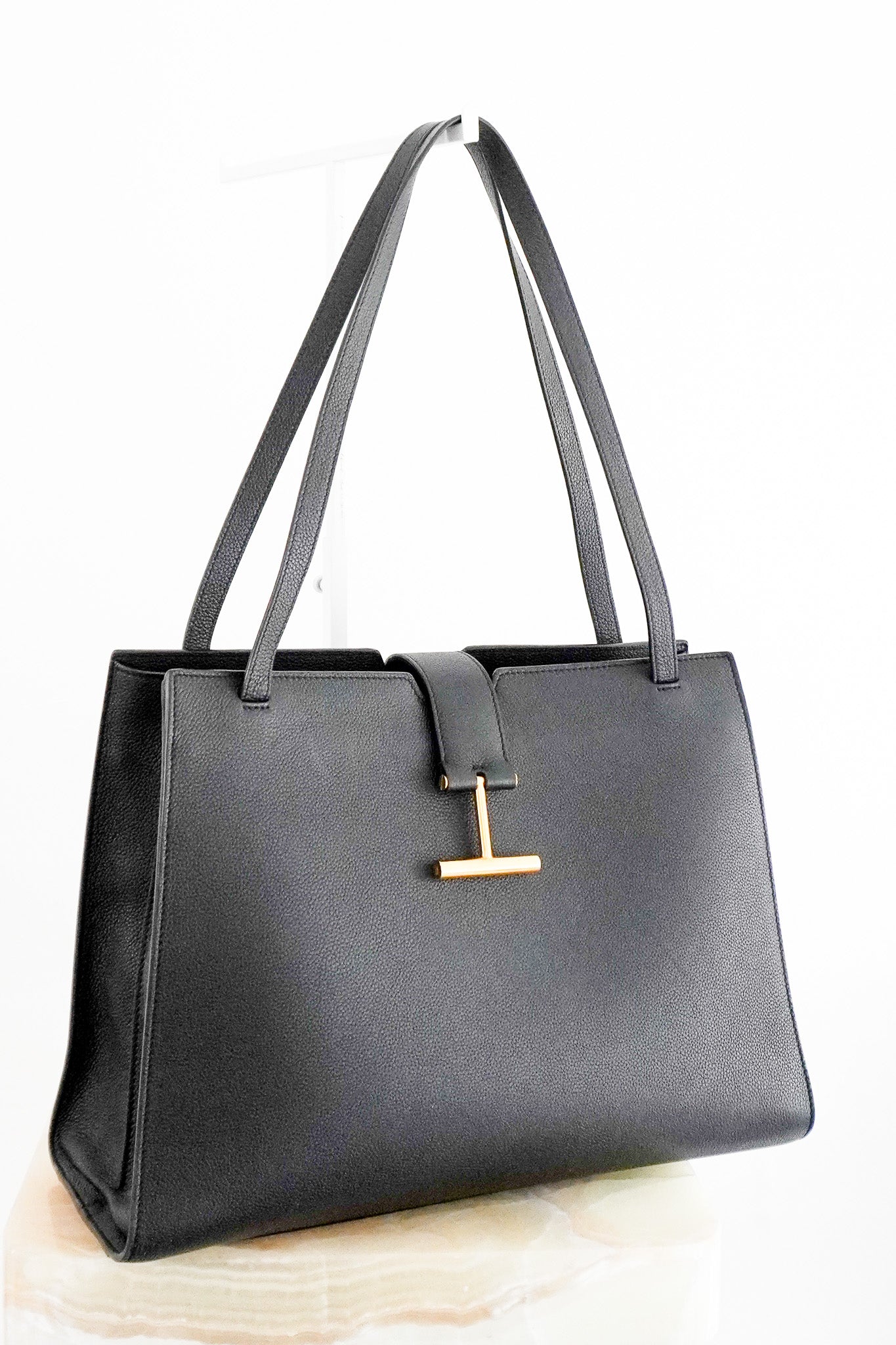 Tom Ford Medium Audrey T - Buckle Tote Bag in Black (RRP £1800) | Authentic Preloved - Reloved Again