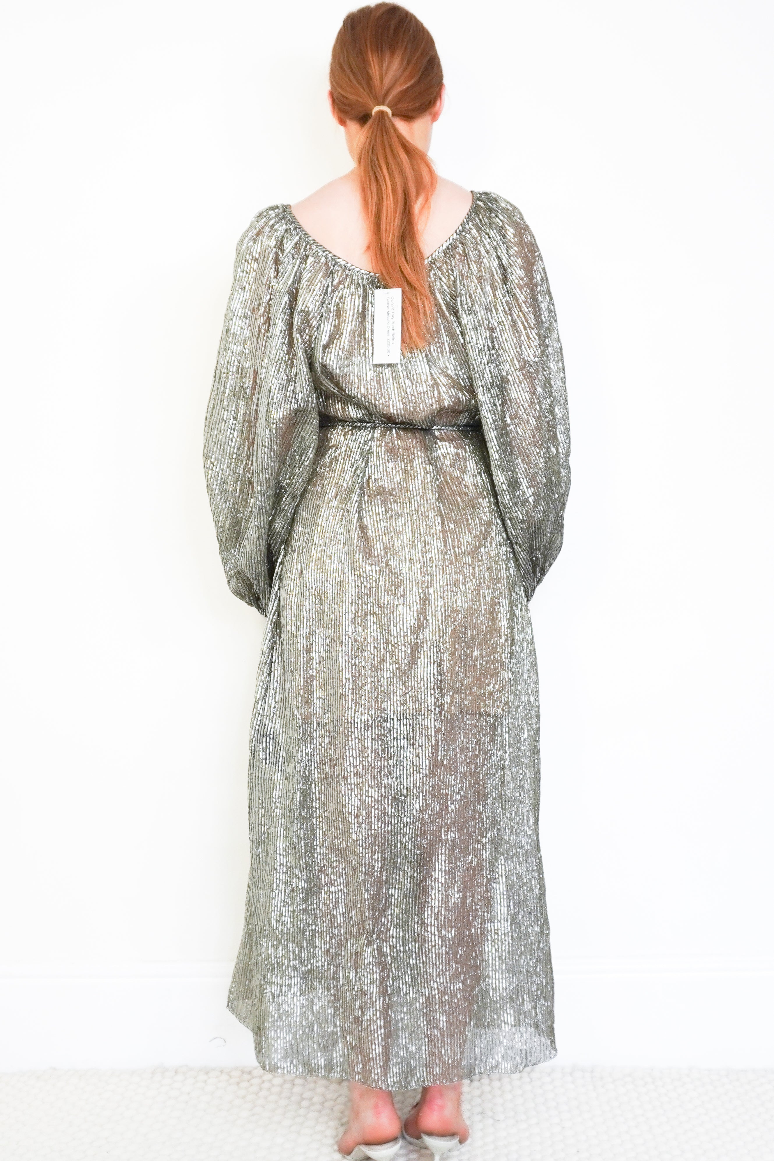 Tory Burch Silver Metallic Dress with Camisole back photo chelsea london
