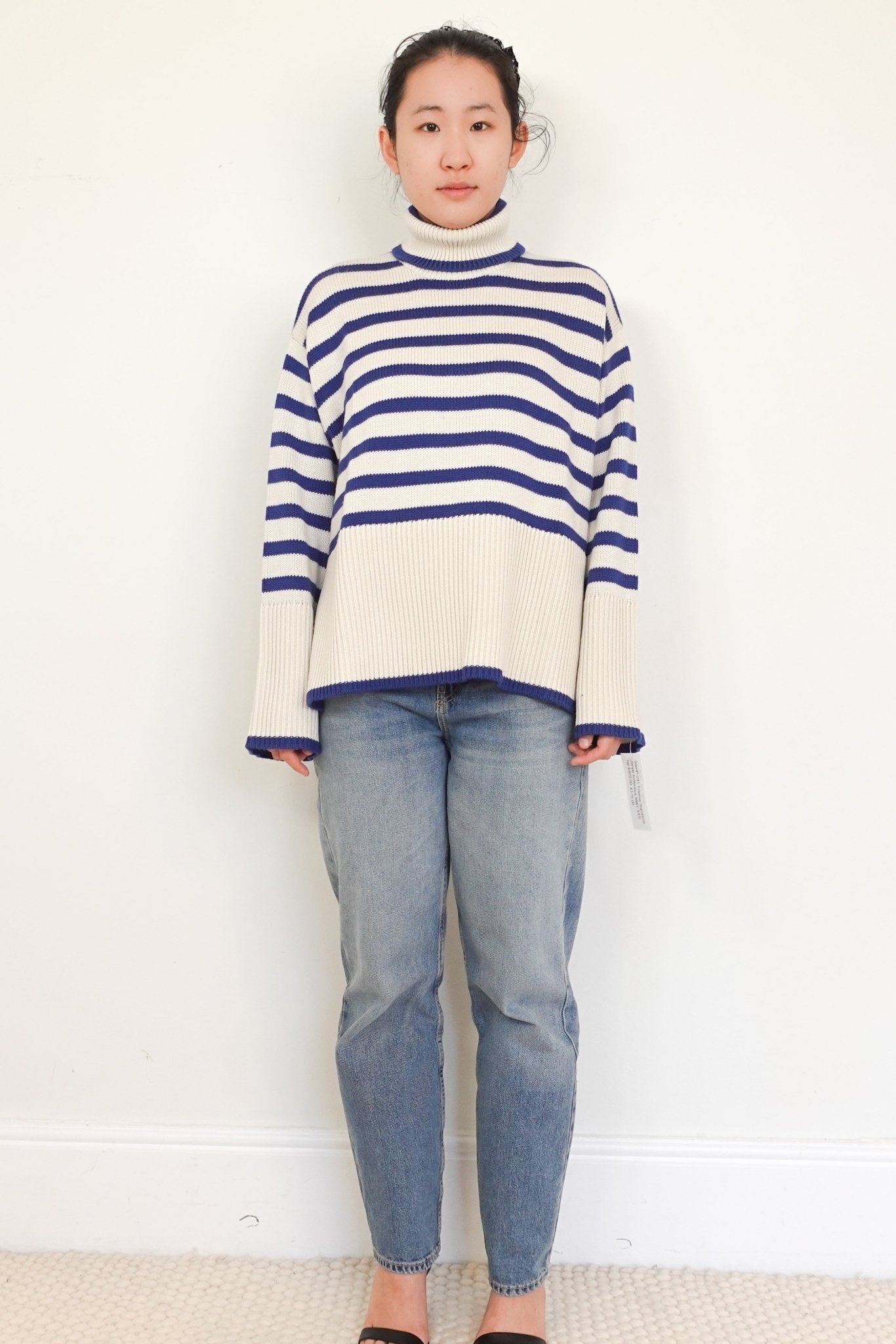 Toteme Blue Signature Striped Turtleneck Sweater RRP £450 | Authentic Preloved - Reloved Again