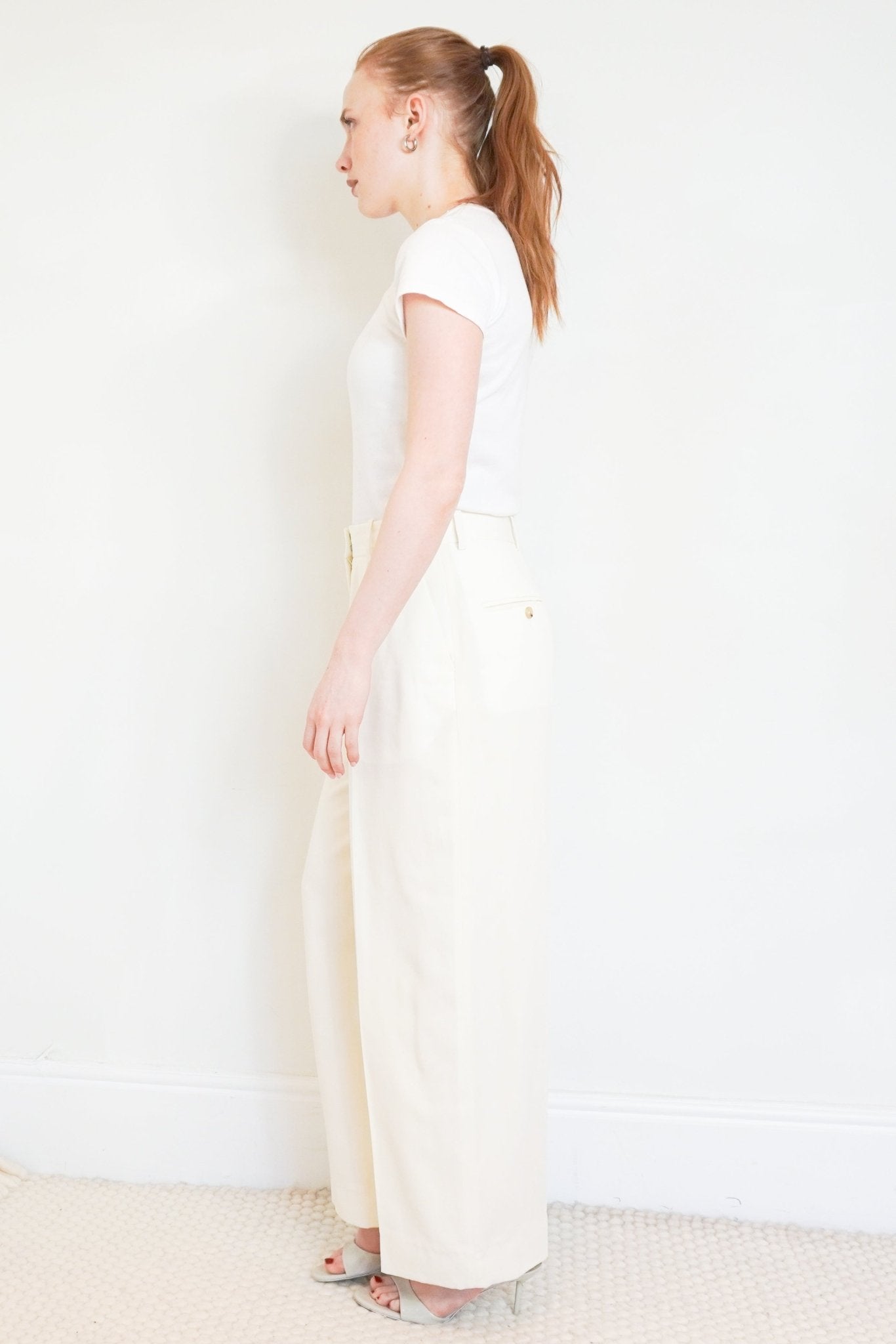 Toteme Cream Wide Fluid Trousers RRP £390 | Authentic Preloved - Reloved Again