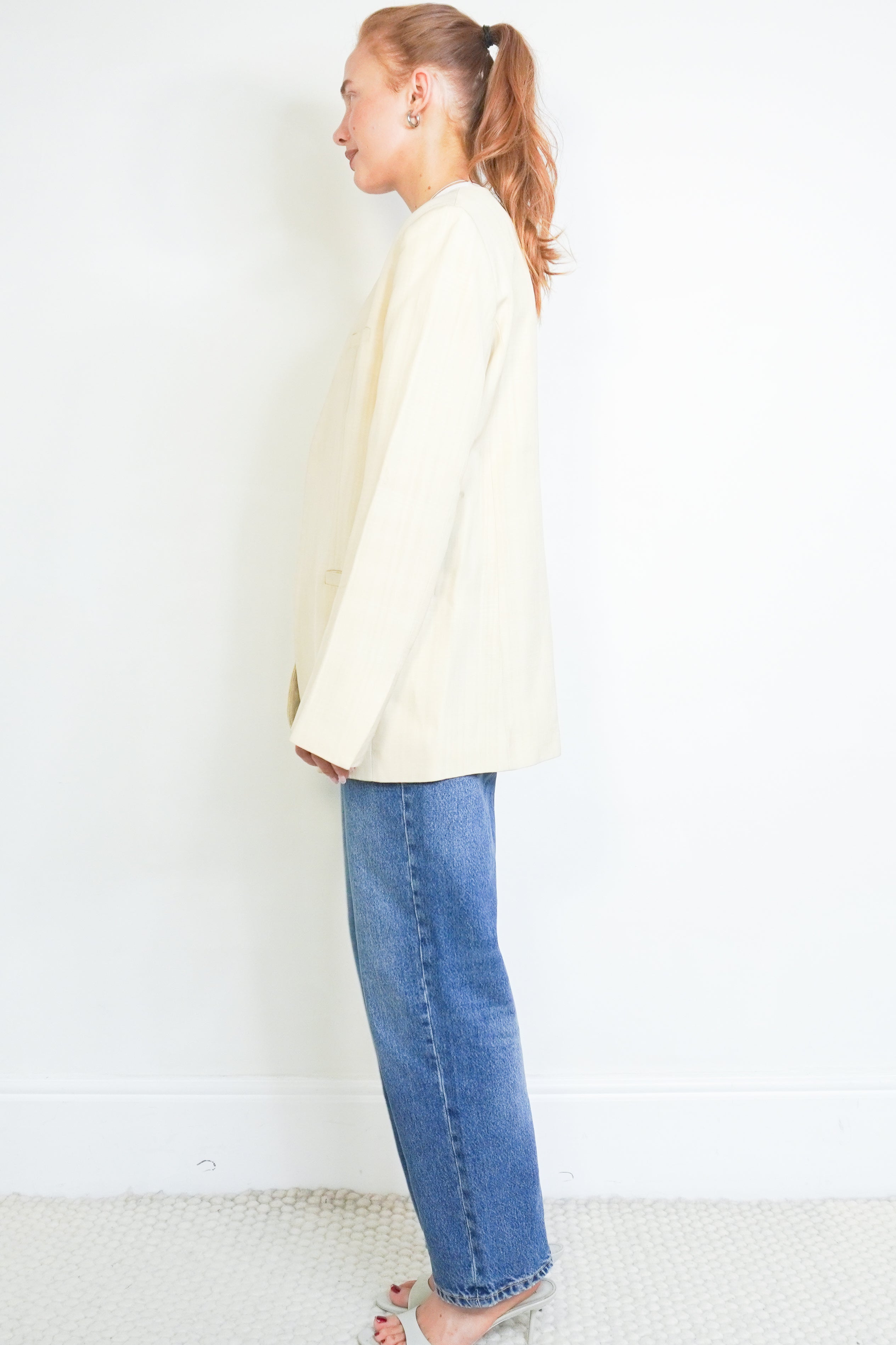 Toteme Cream Pine Suit Blazer side photo chelsea london