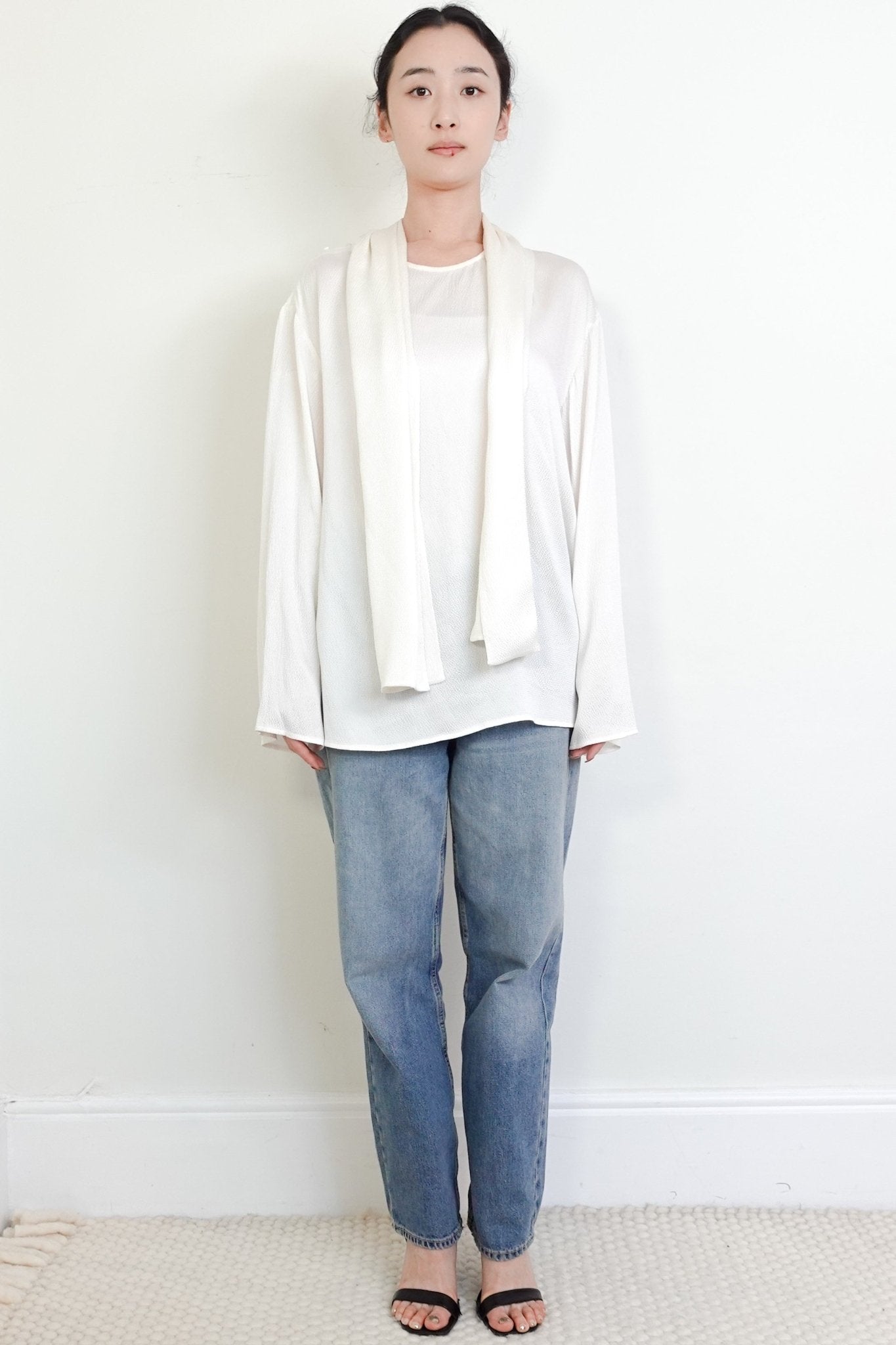 Tove White Textured Silk Scarf Shirt RRP £450 | Authentic Preloved - Reloved Again