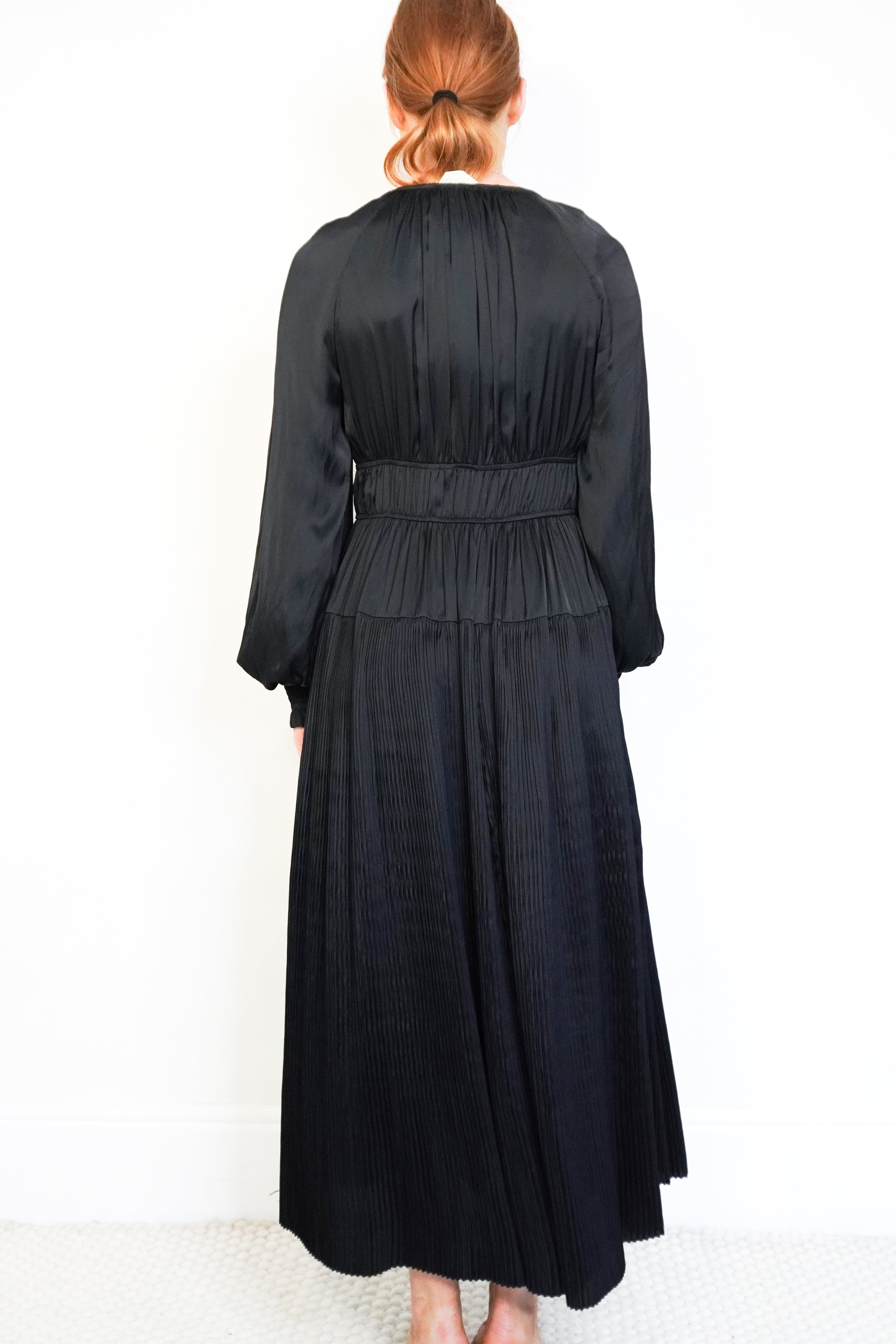 Ulla Johnson Black Maxi Satin Dress back photo chelsea london