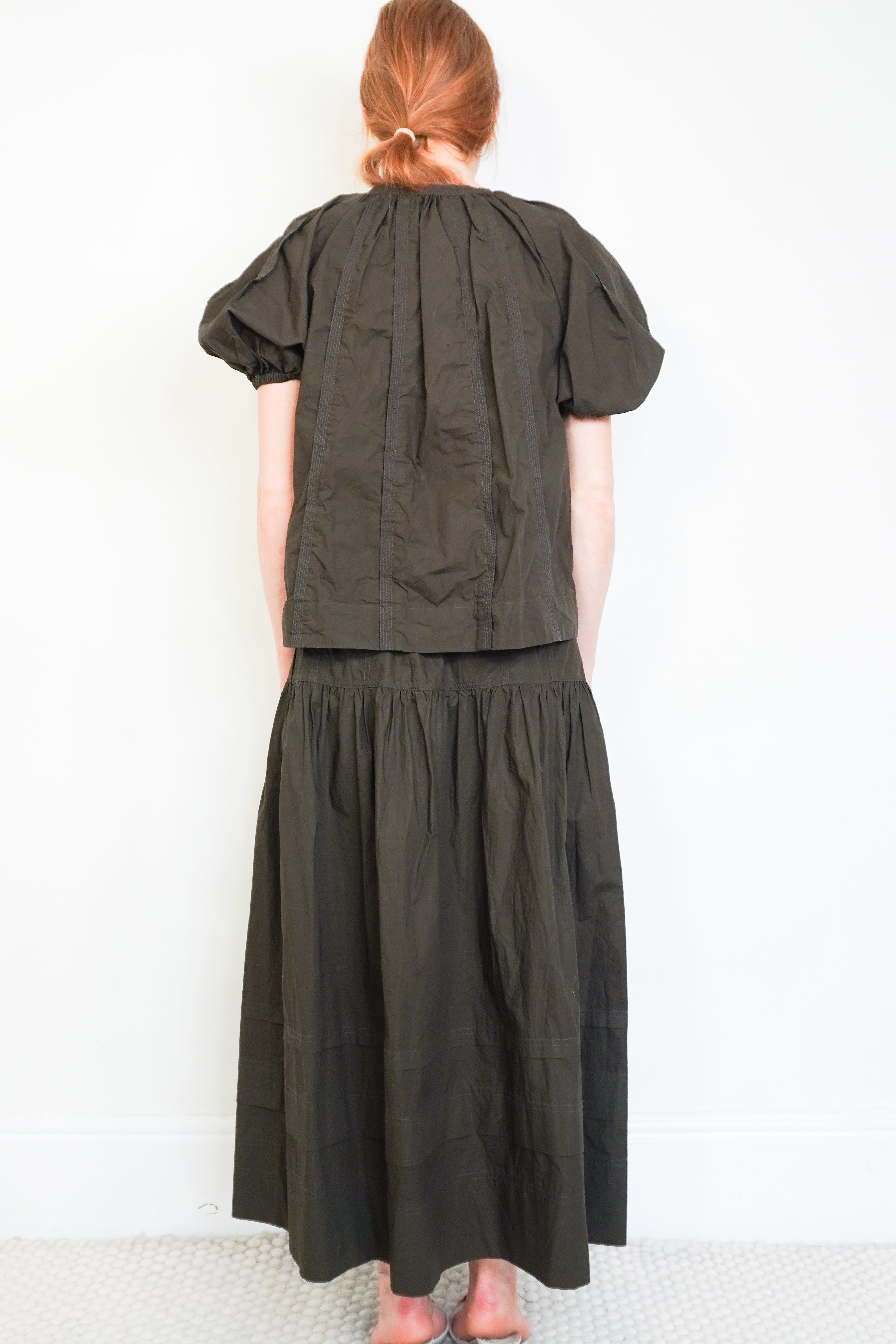 Ulla Johnson Brown Cotton Blouse & Skirt Set back photo chelsea london